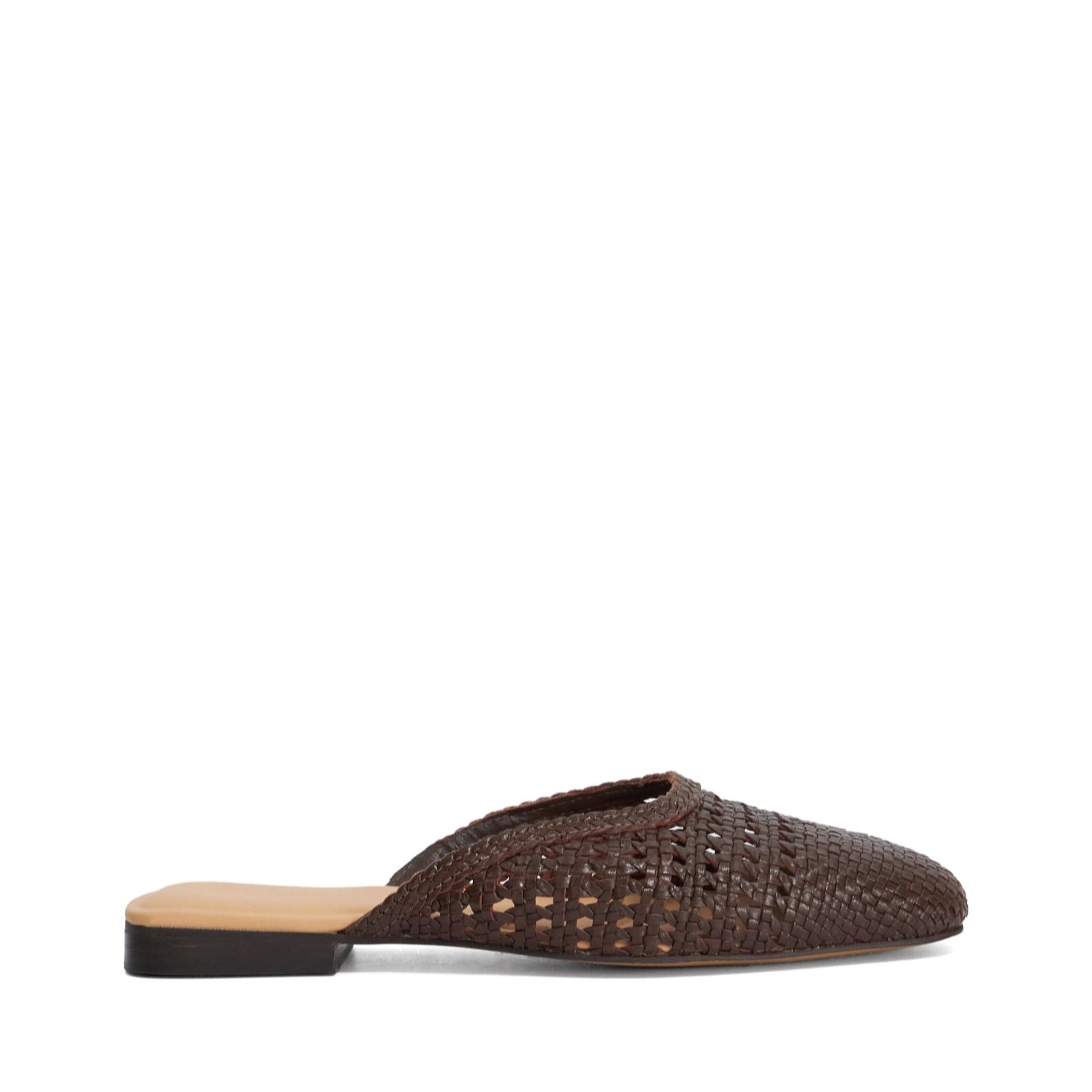 Dune Black London Leather Woven Mule Sandals