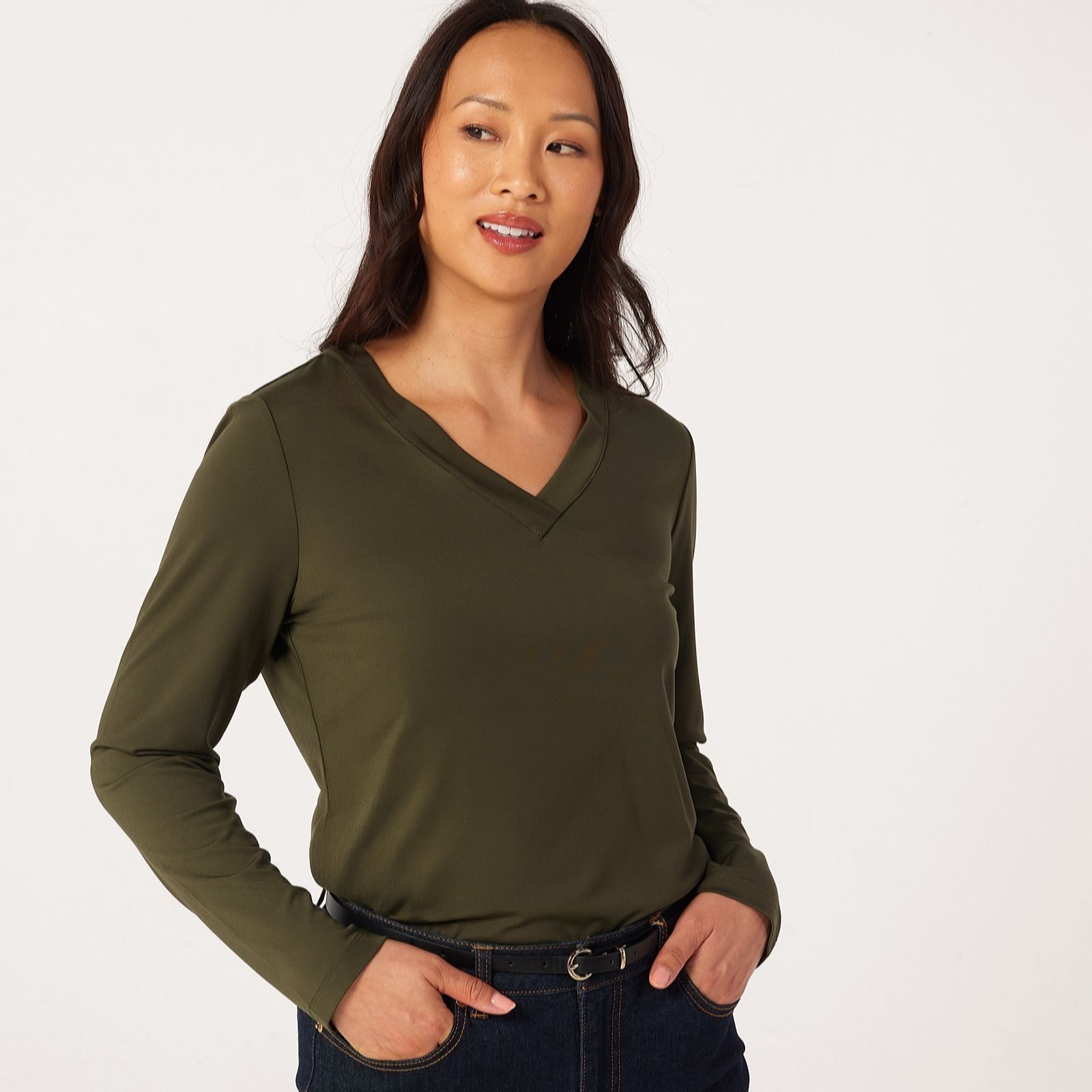 Ruth Langsford V-Neck Long Sleeve Smart Jersey Top