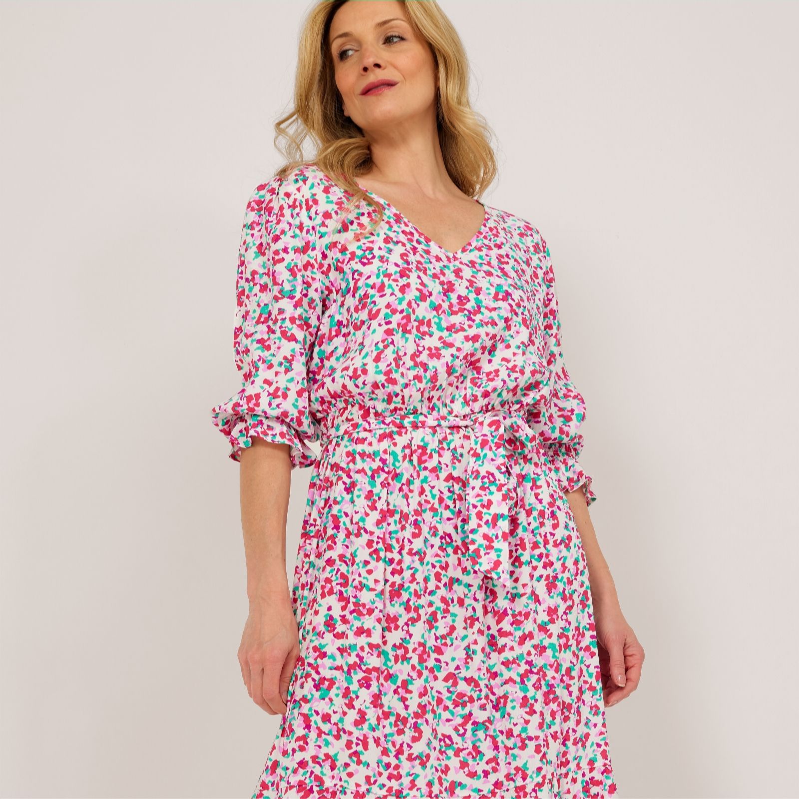 Ruth Langsford V Neck Tiered Midi Dress Petite