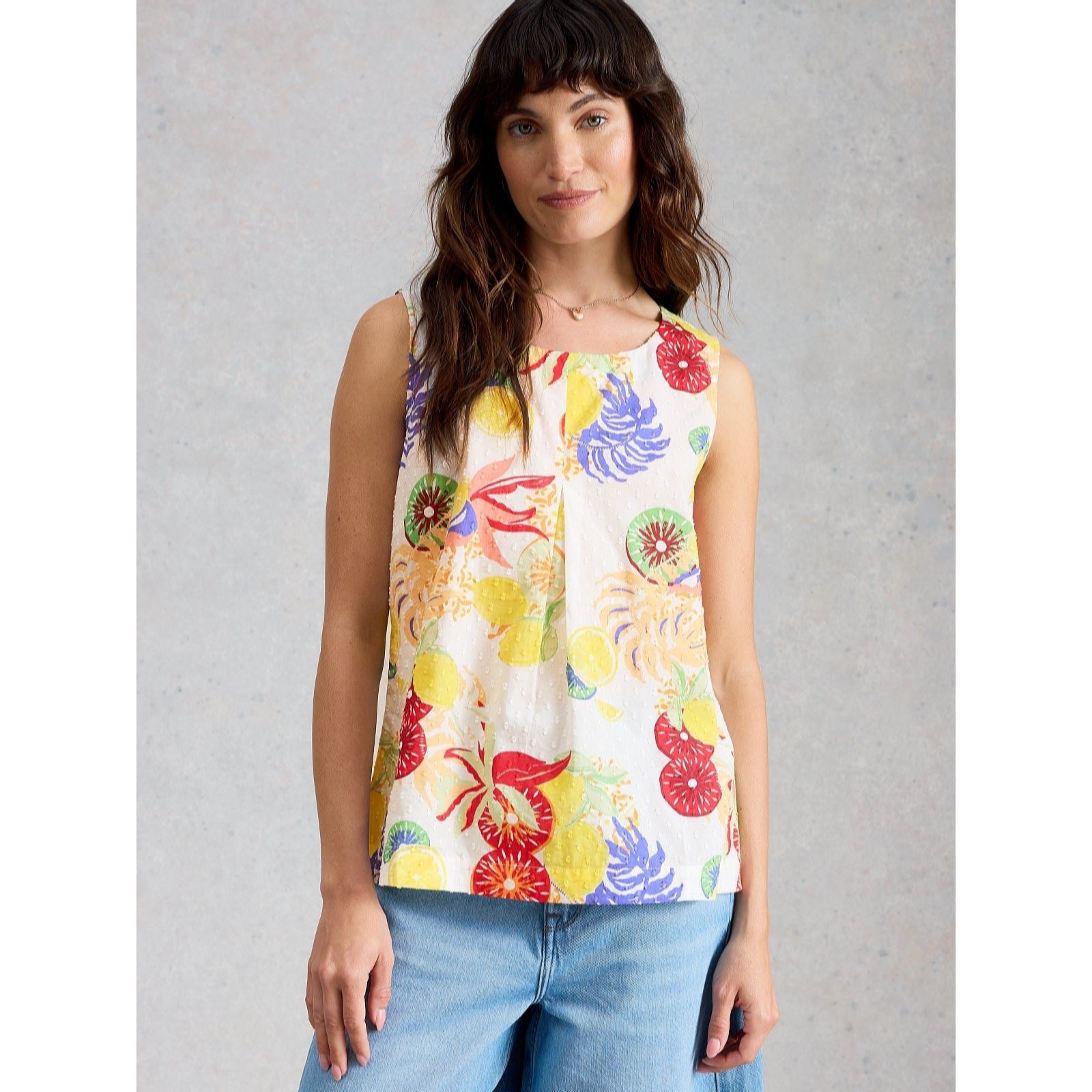 White Stuff Ivory Multi Paradise Cotton Vest