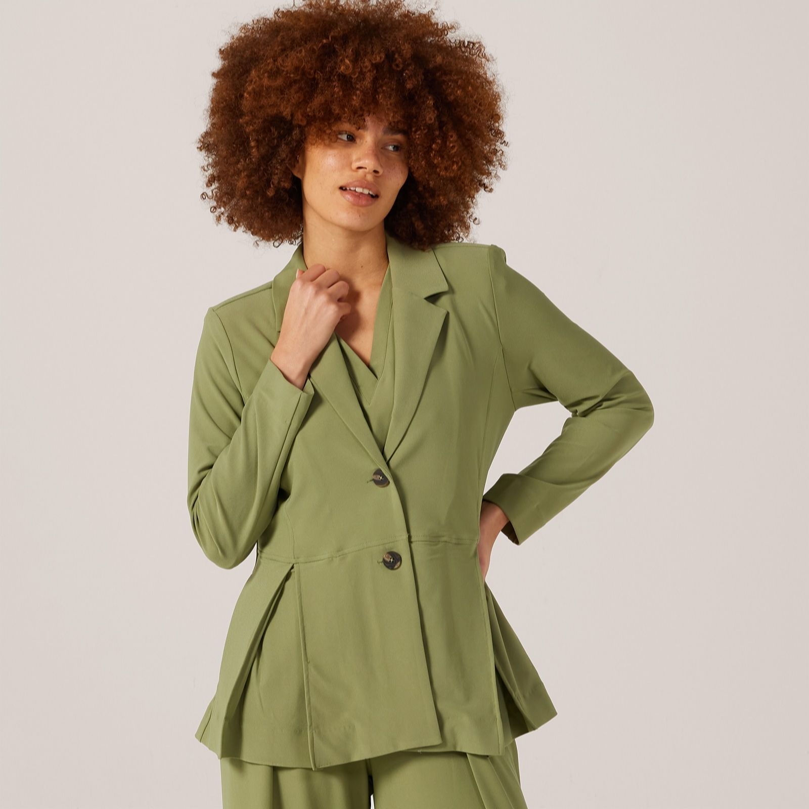 Marlawynne Matcha Collection Luxe Crepe Origami Jacket