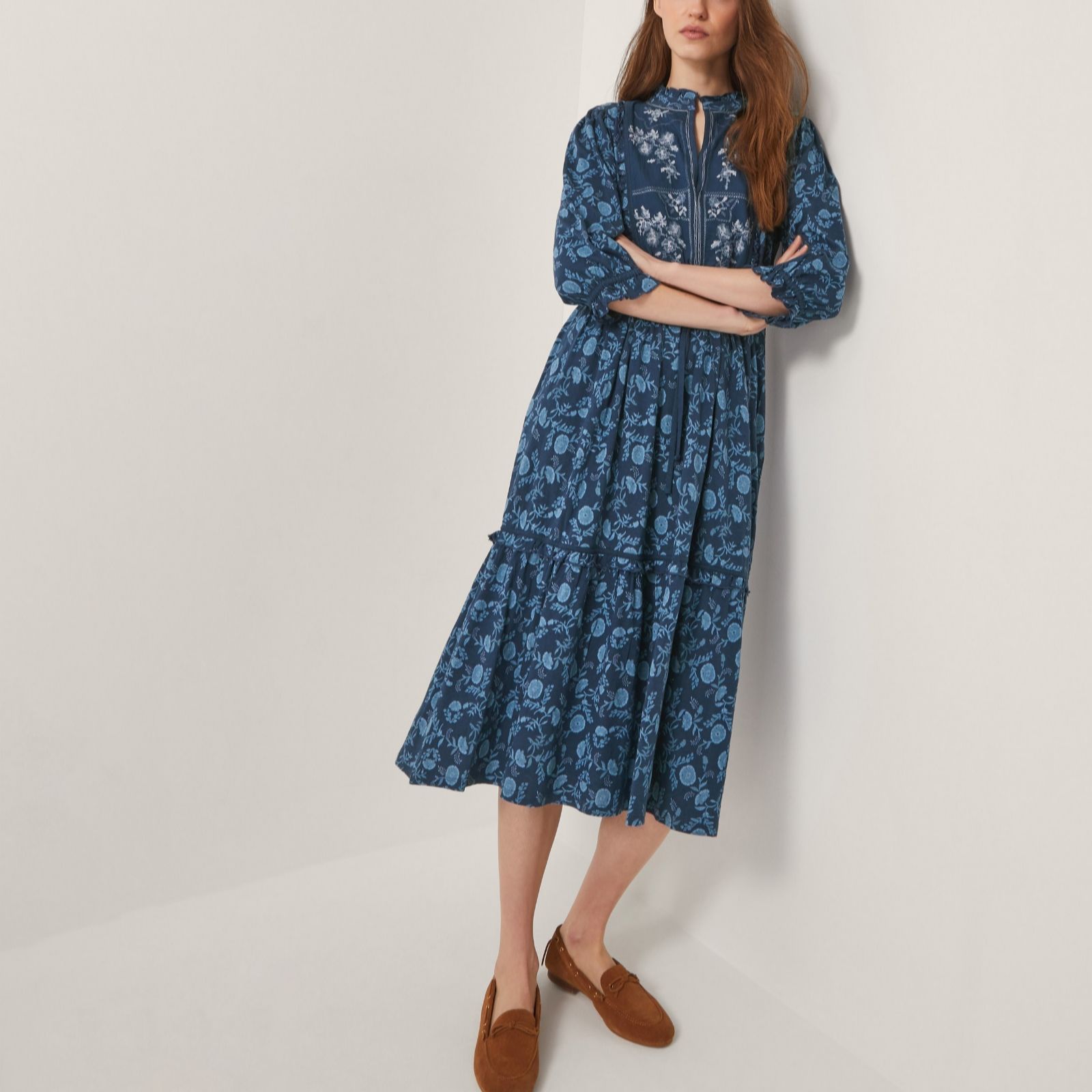 Monsoon Blue Sofia Print Jersey Dress