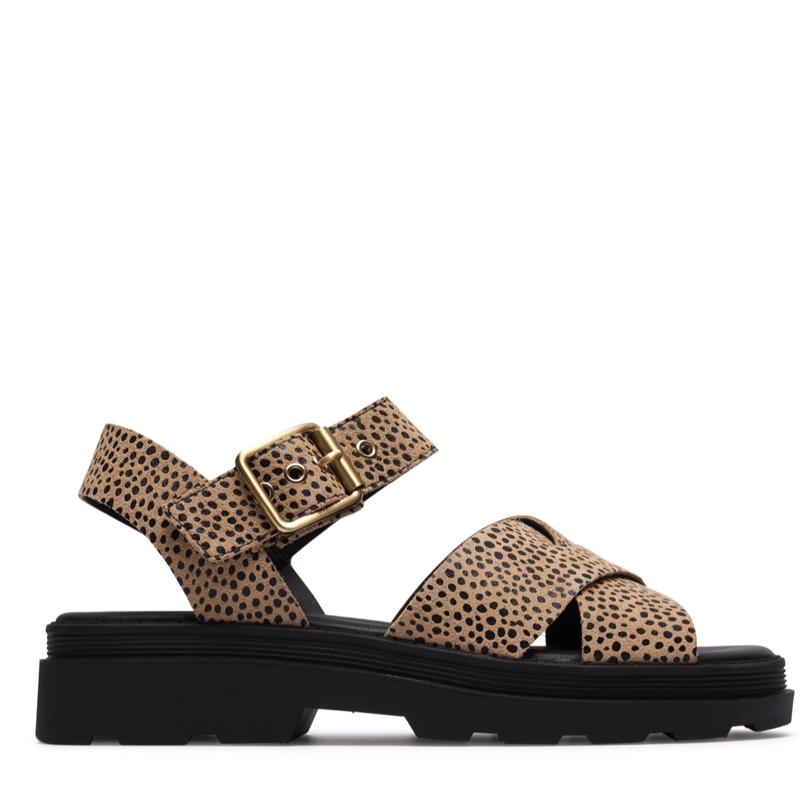 Clarks Footwear Black Leather Clarks Orinoco3 Cross Sandal