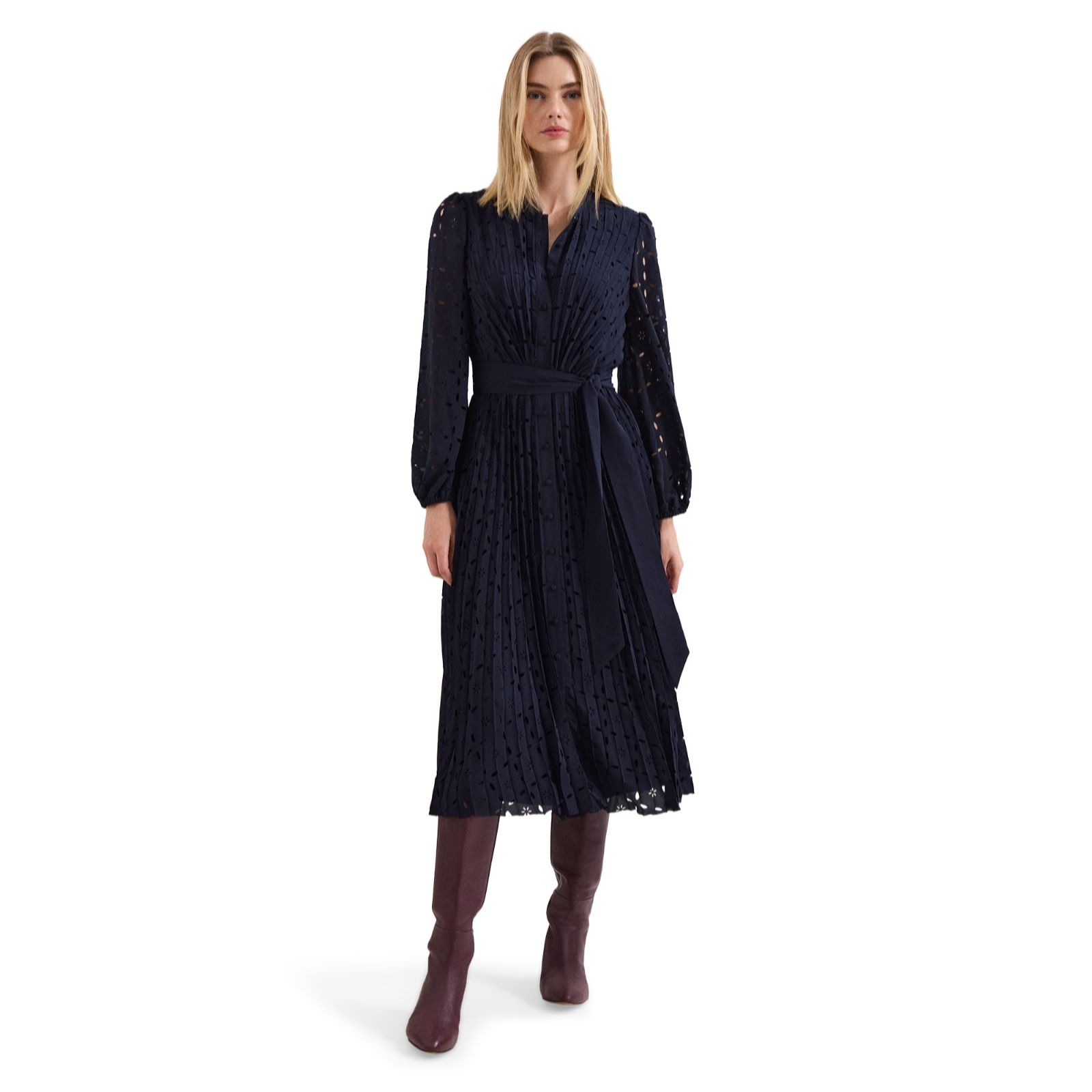 Phase Eight Ryley Laser Cut Work Midi Dress women's