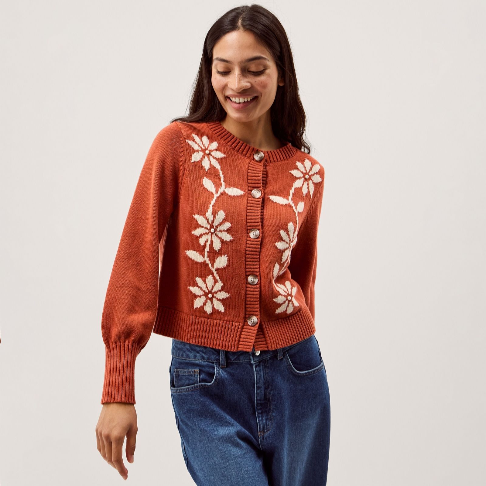 Monsoon Women's Rust Fiona Floral Cardi