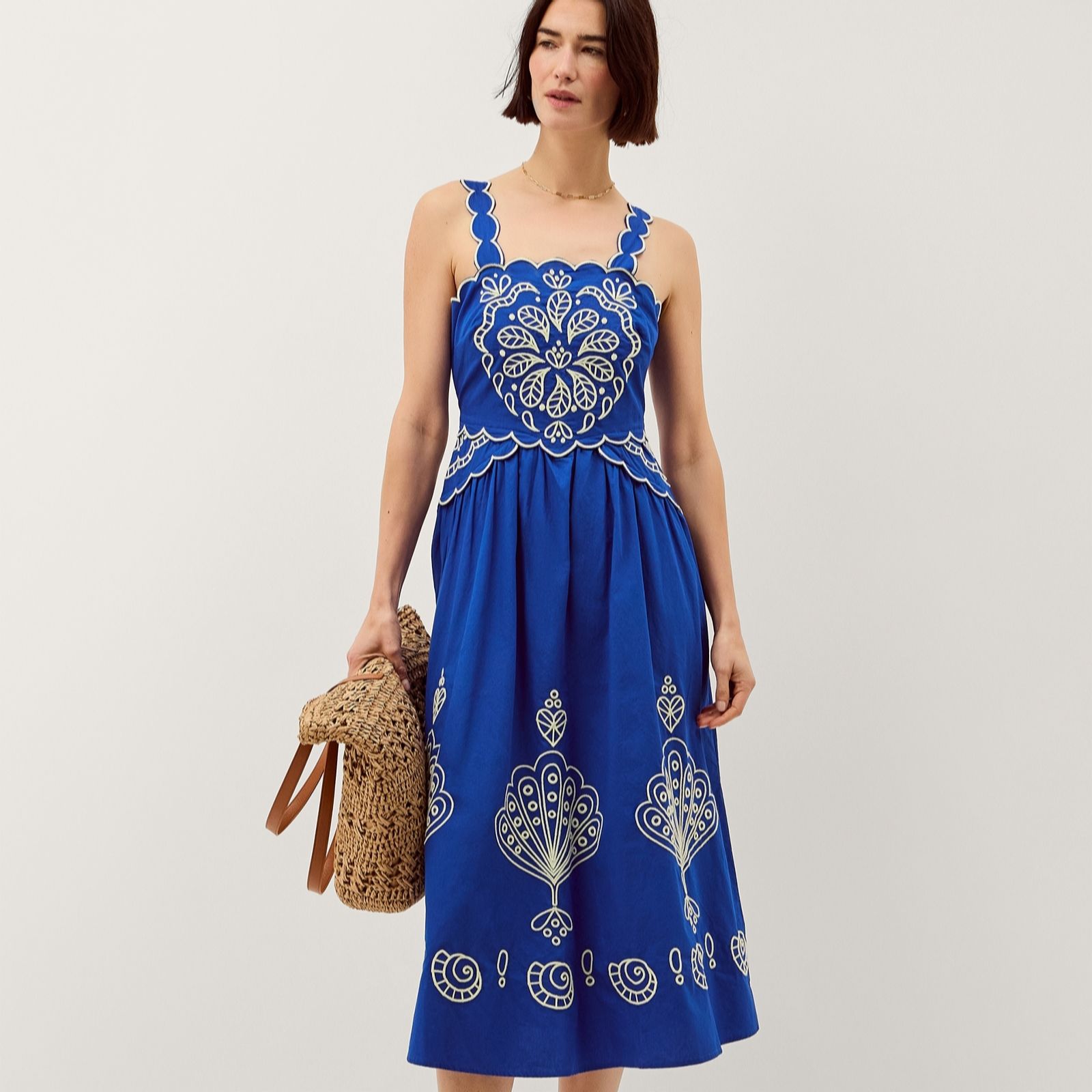 Monsoon Cobalt Keira Embroidered Dress