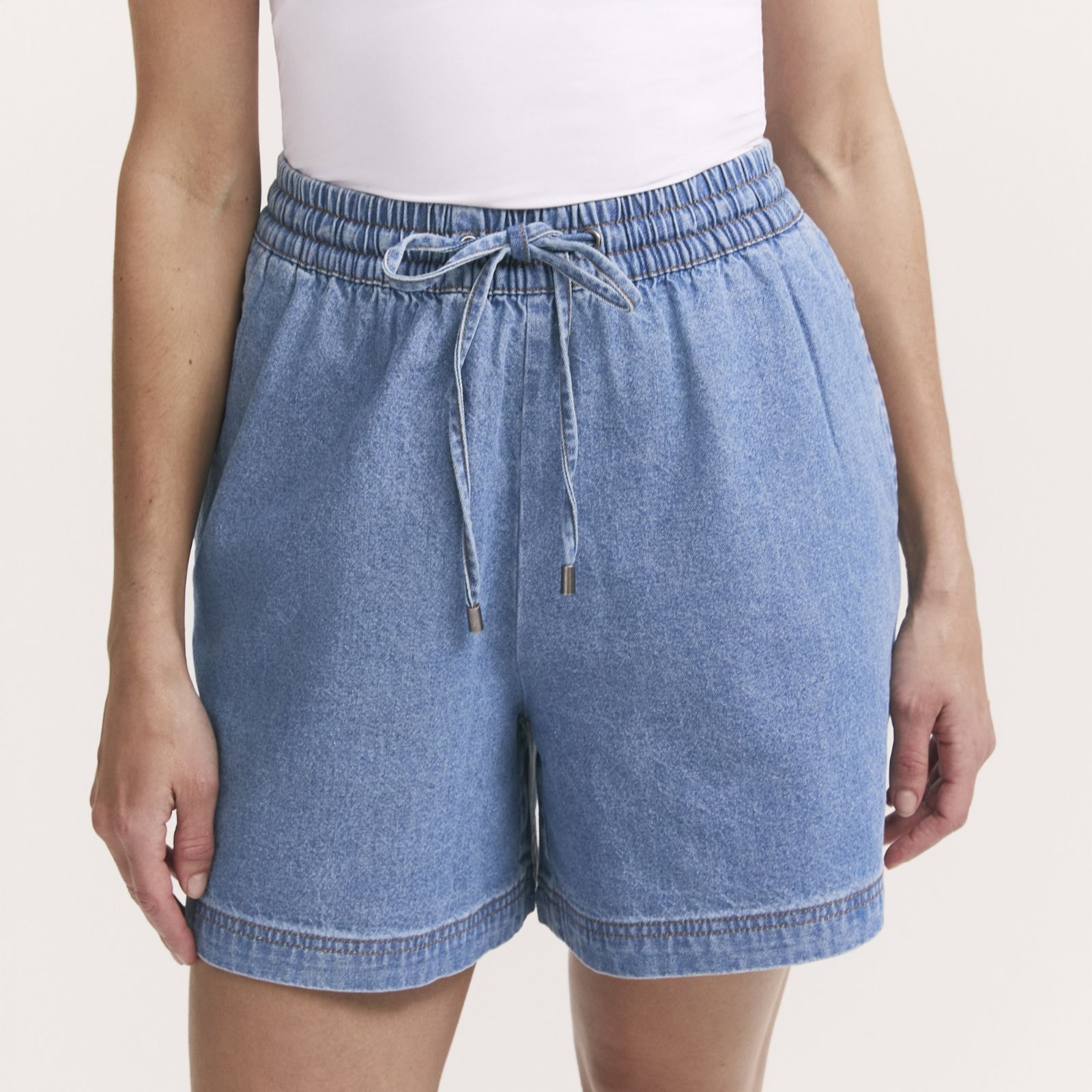 Finery London Britney Denim City Short with Drawstring Waistband women's