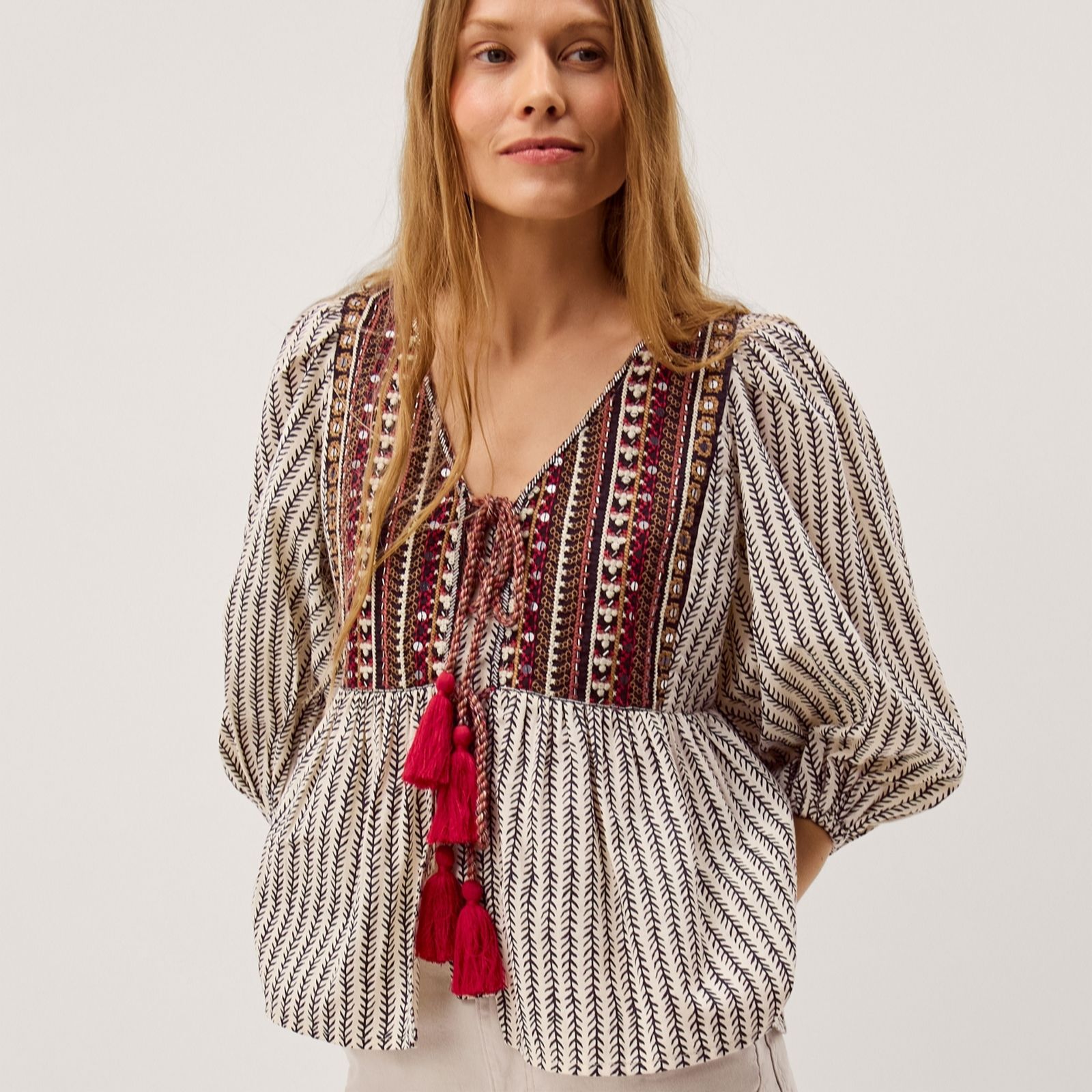 Monsoon Ivory Multi Laila Embellished Print Blouse