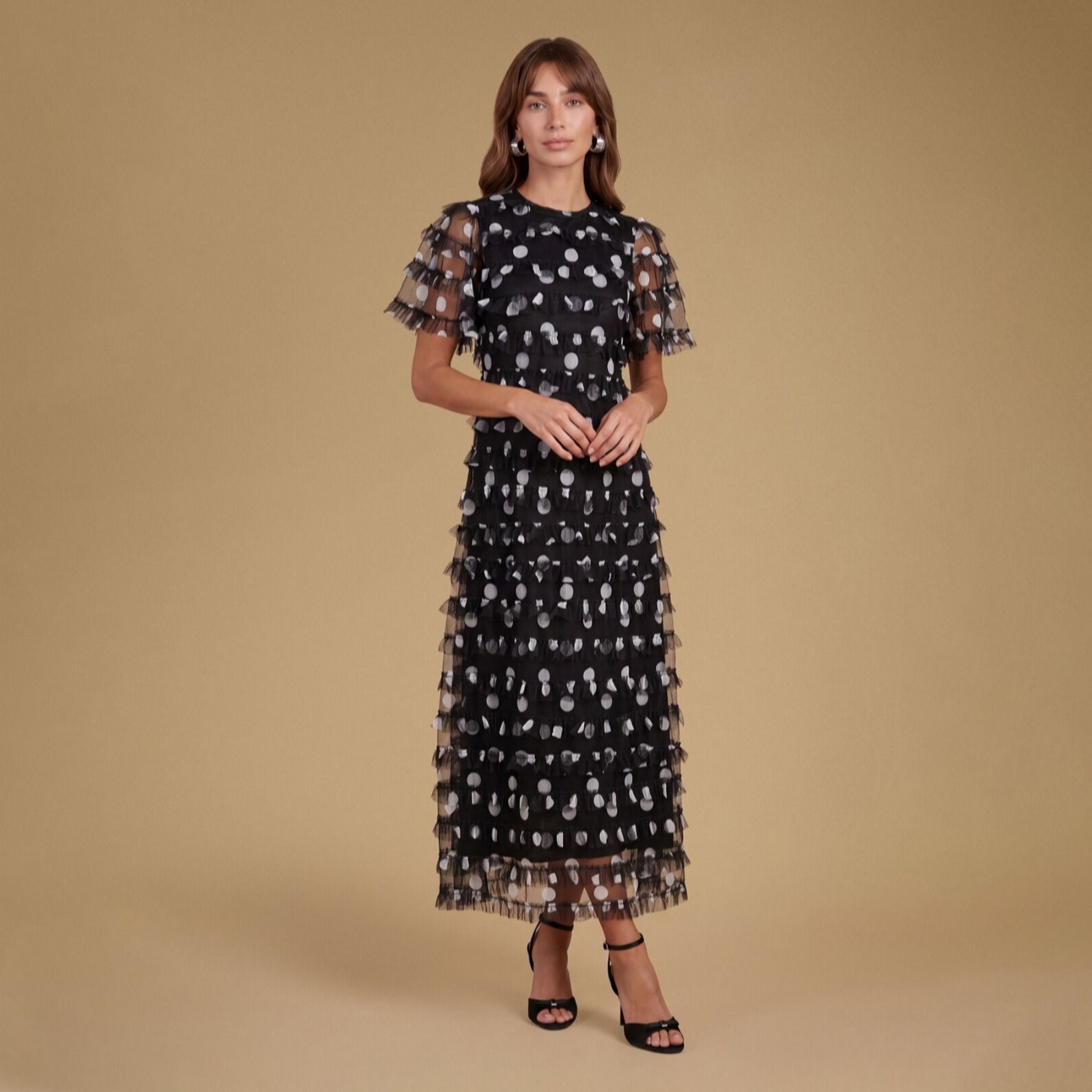 Oasis Ruffle Detail Printed Maxi Dress Petite women's