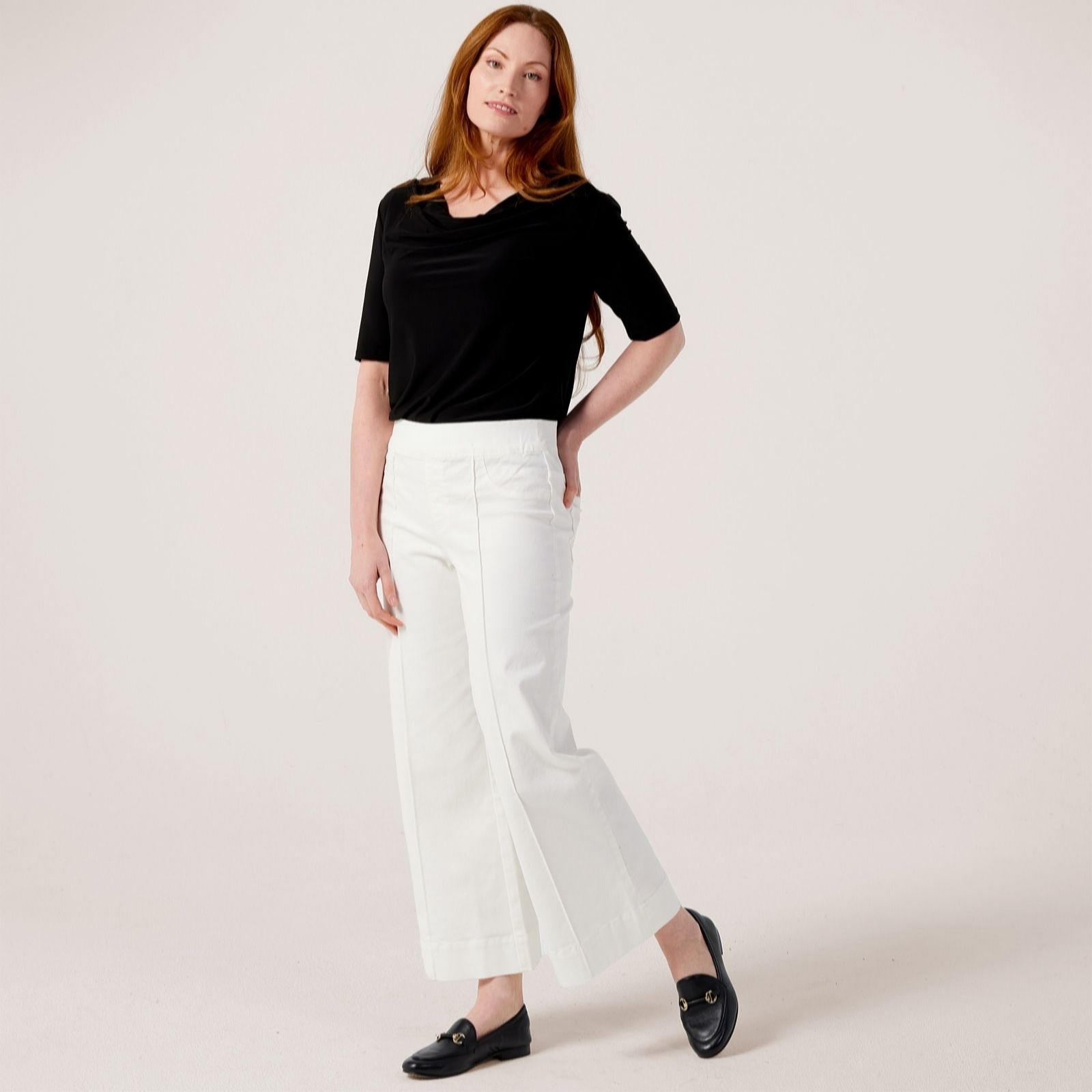 Nina Leonard Wide Leg Denim Standard Trousers