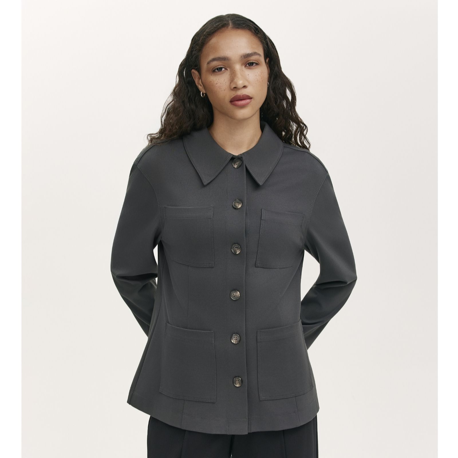 Finery Women's Black London Agness Ponte Utility Style Jacket