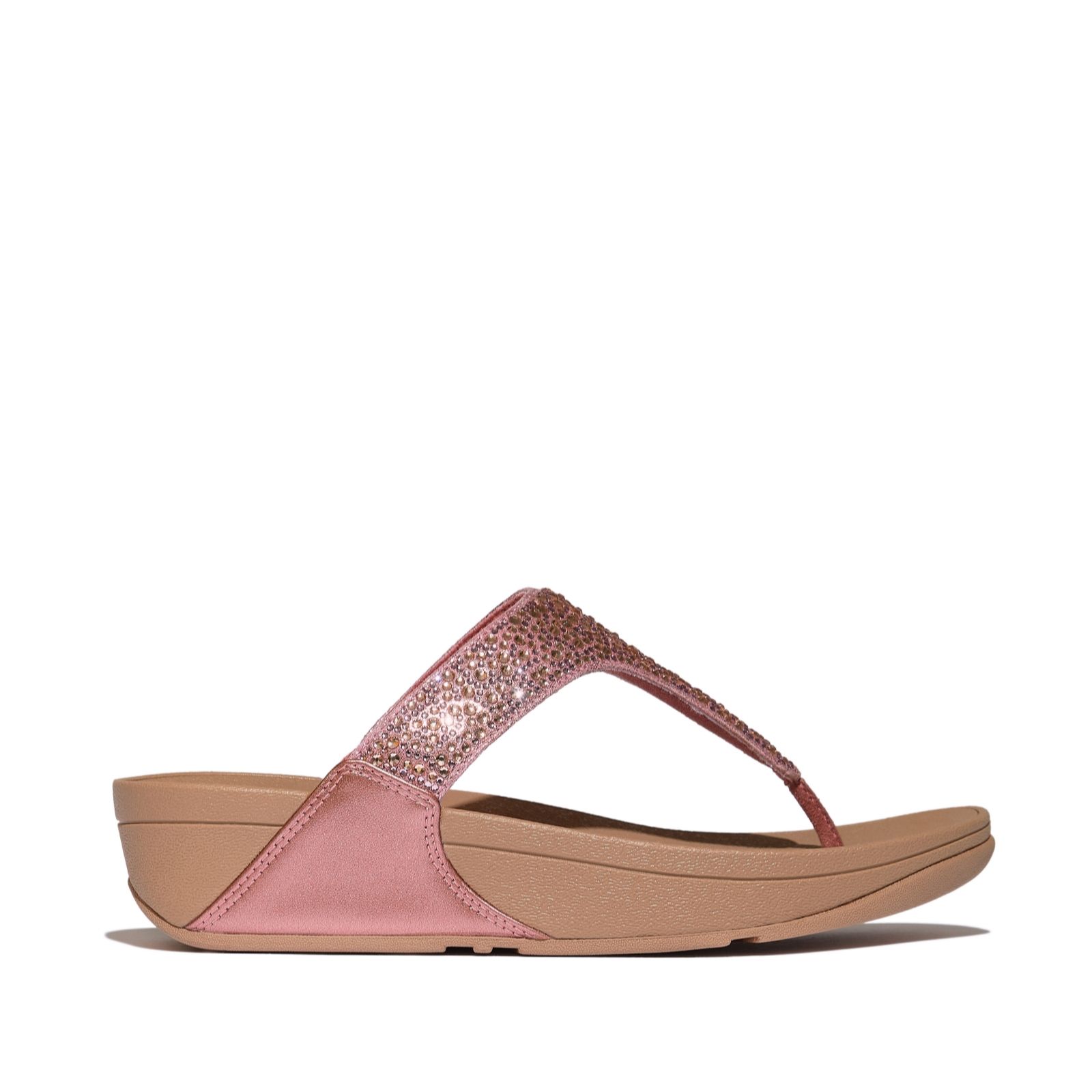 Fitflop Metallic Rust Rose Lulu Crytal-Mix Metallic Toe-Post Sandals