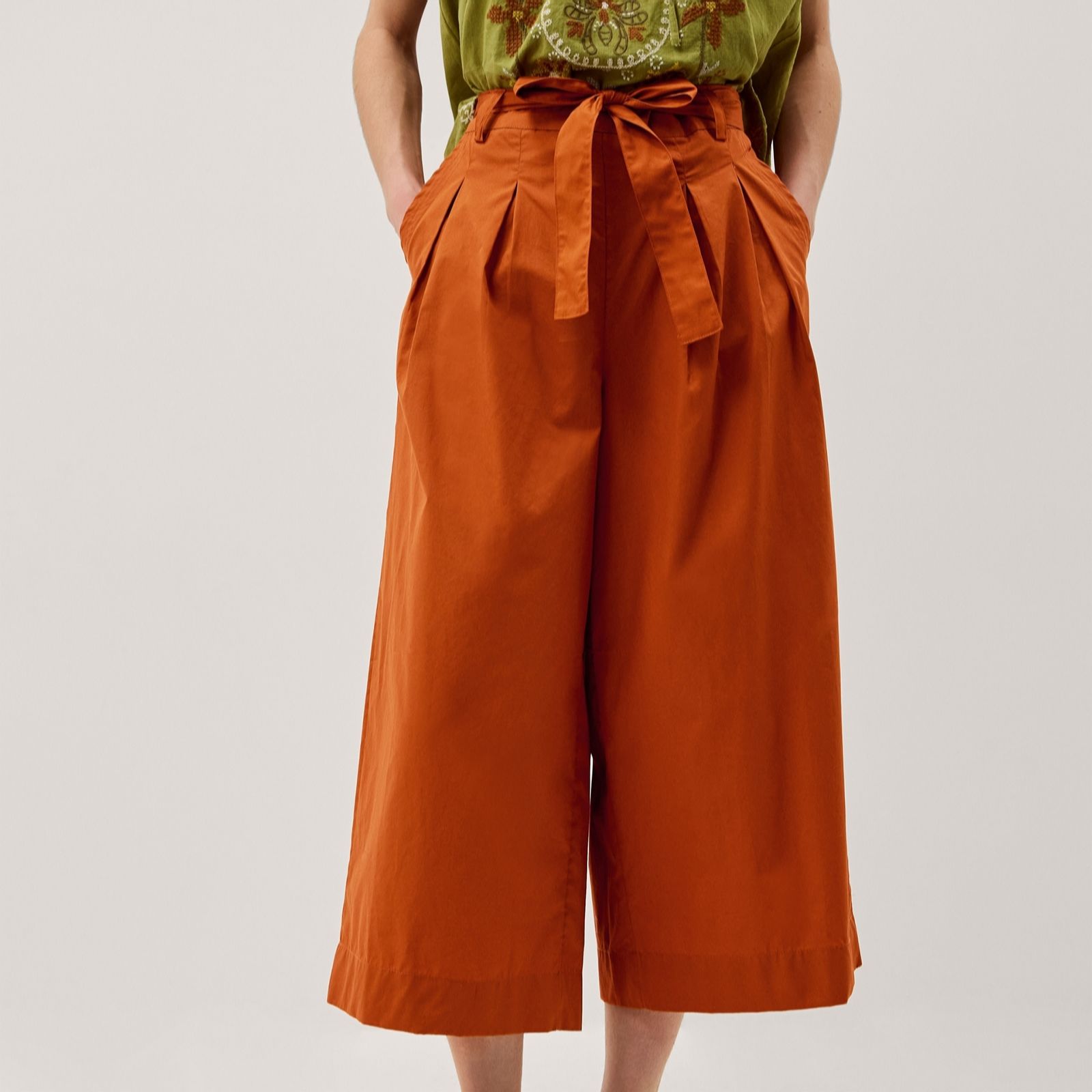 Monsoon Rust Sofia Cropped Wide Leg Trousers