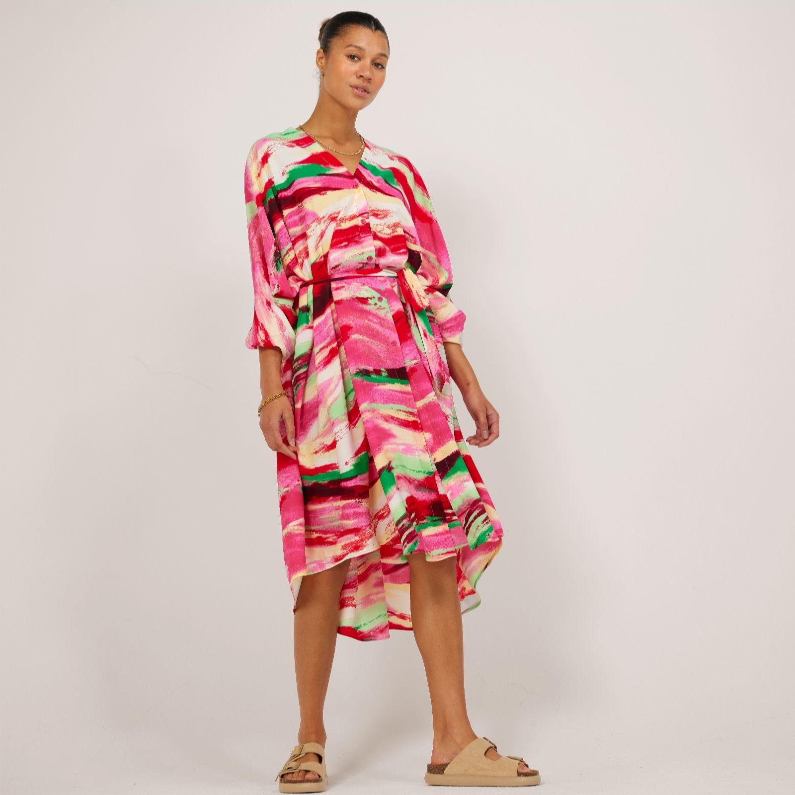 Frank Usher Oversized Button Kaftan Style Dress