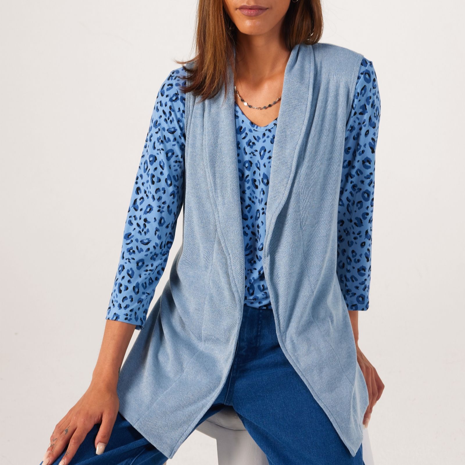 Kim & Co Black Divine Knit Sleeveless Cardigan With Sash