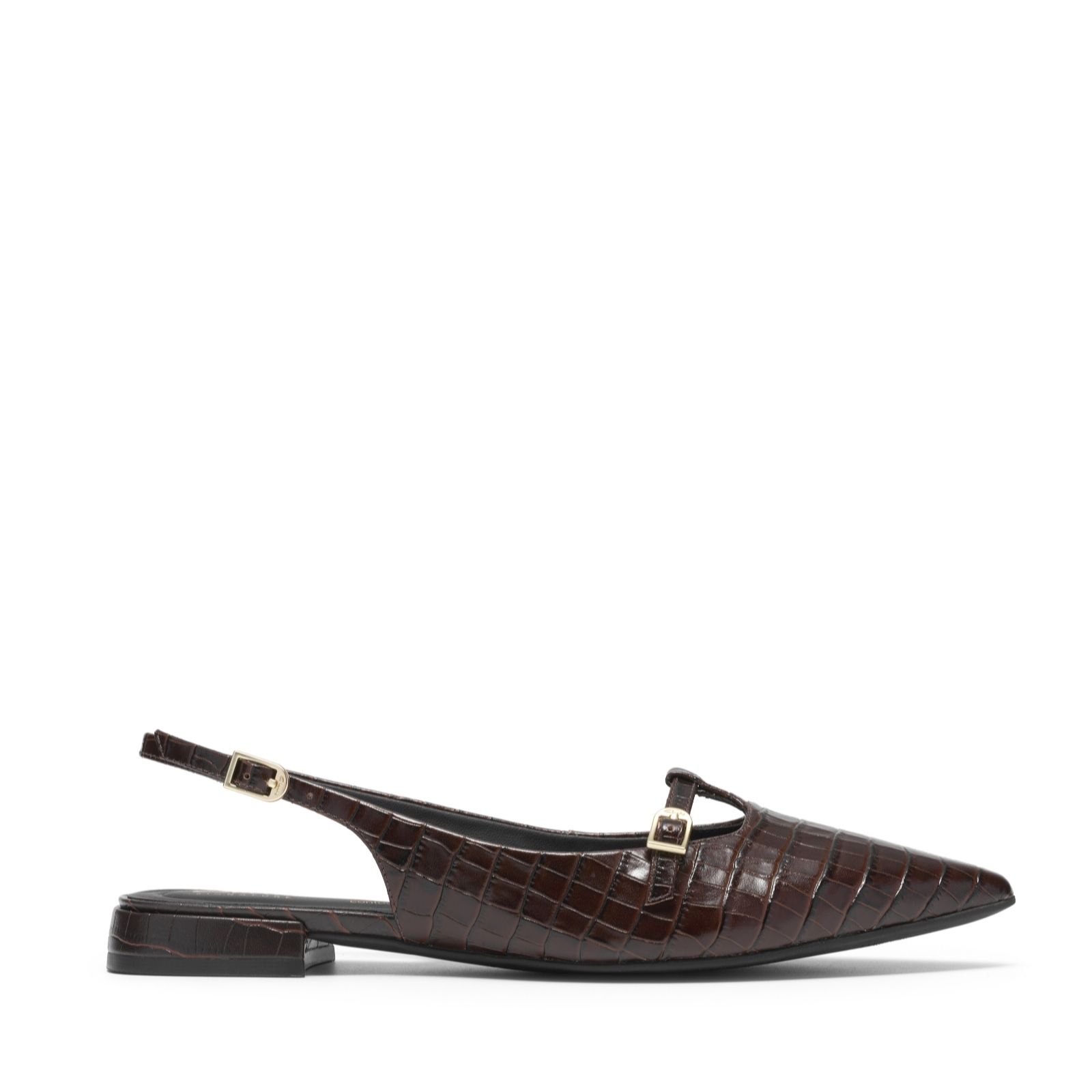 Clarks Dark Brown Sensa15 Jane Croc Slingback Shoes - Image 3