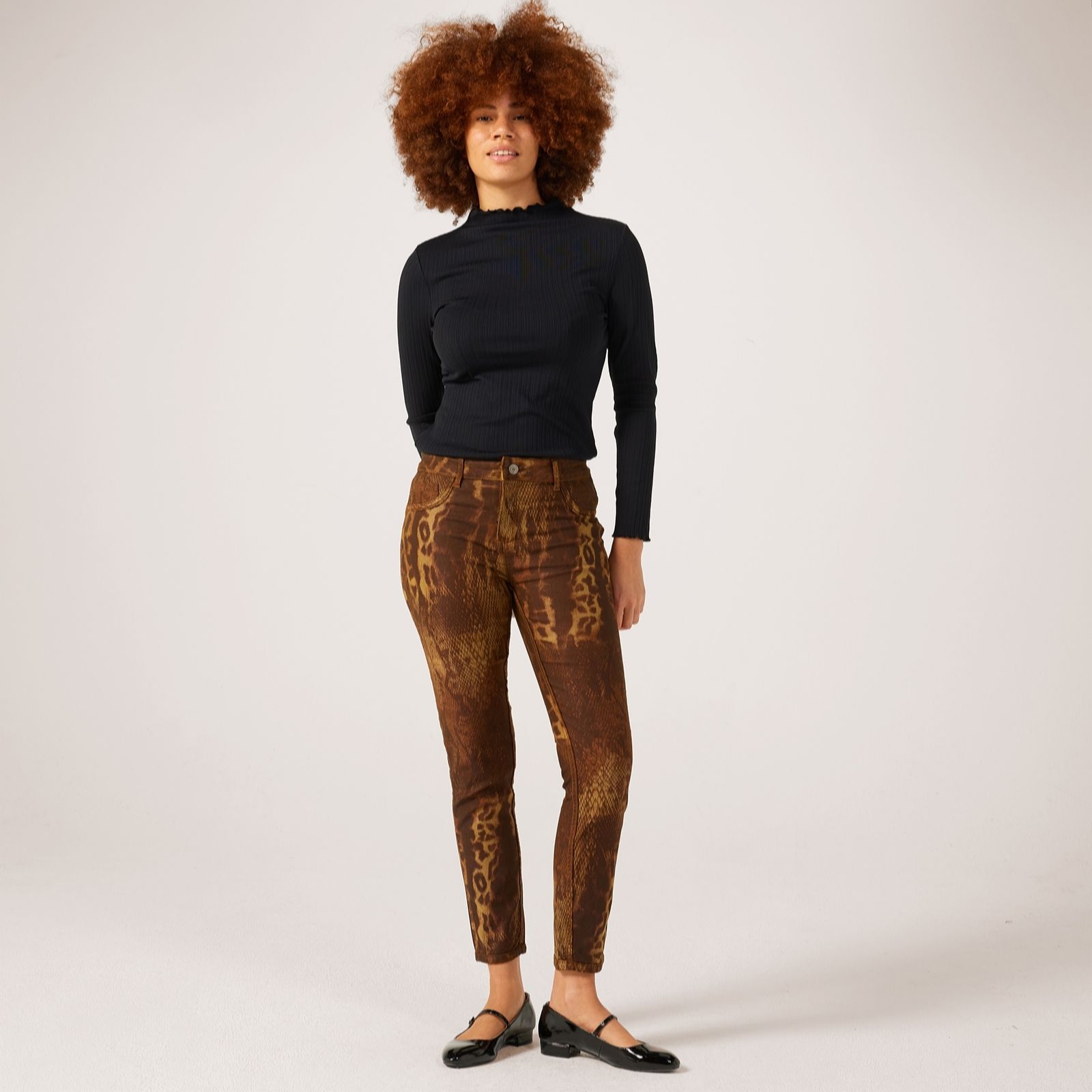 Izabel London Reversible Printed Denim Trousers
