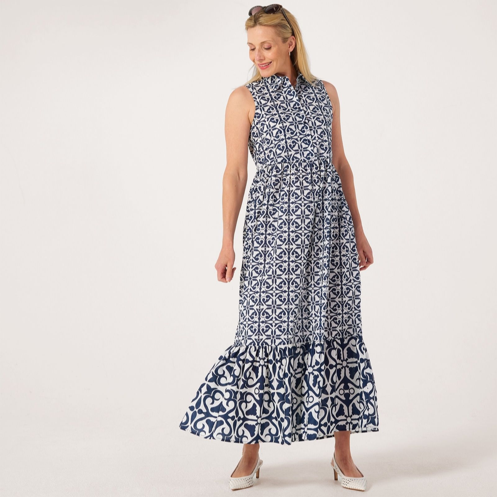 Jdy Navy Anna Tier Detail Sleeveless Maxi Dress