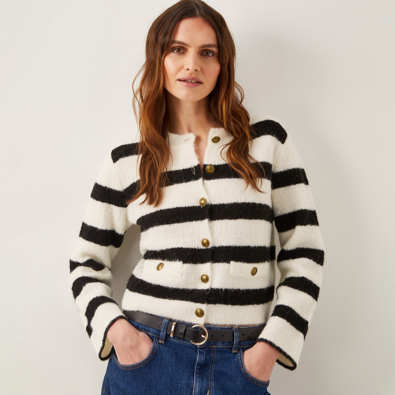 Monsoon Ivory Sam Stripe Cardigan