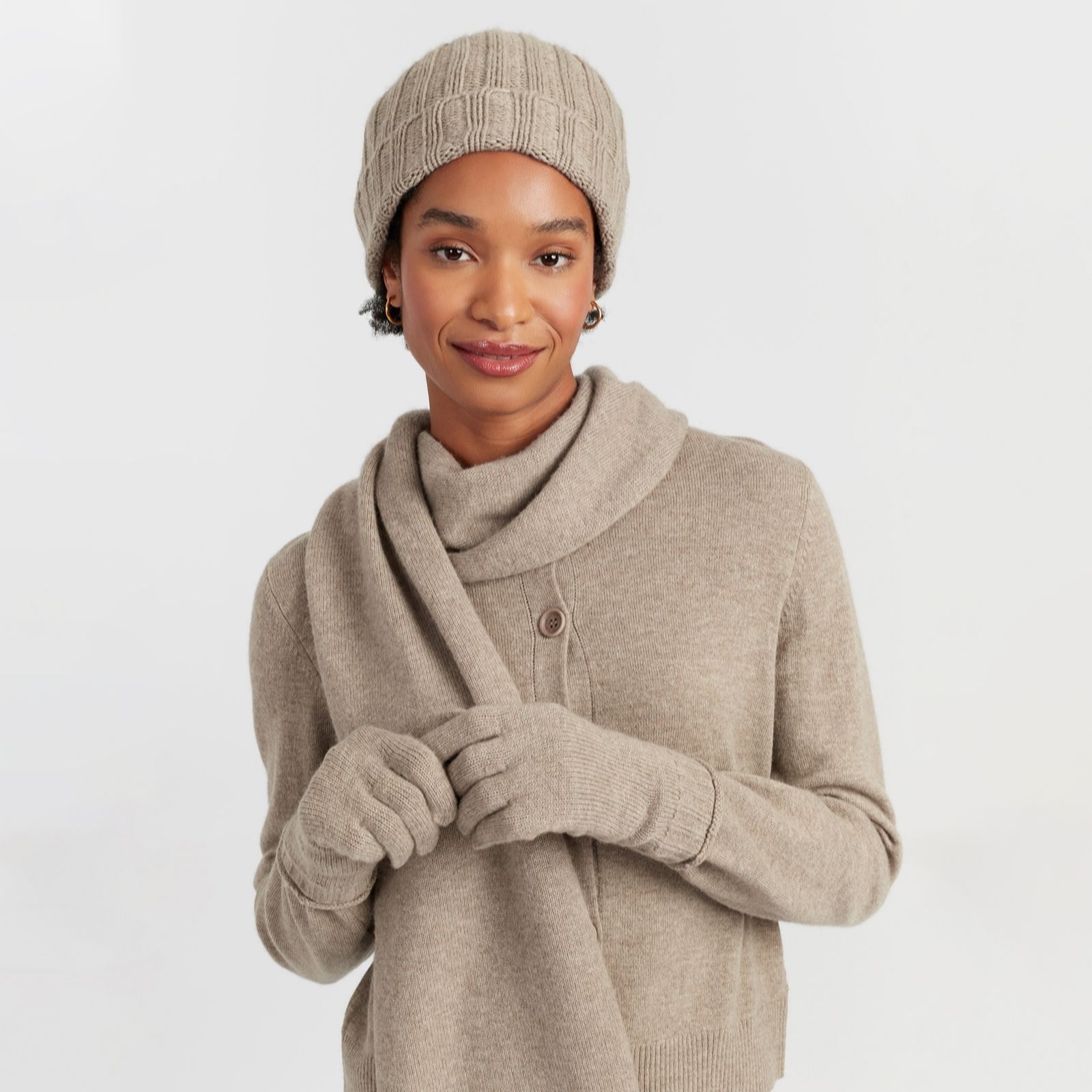 Chinti & Parker Chocolate Wool Cashmere Blend Ribbed Knit Hat