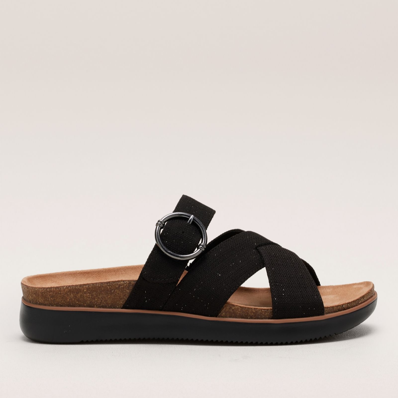 Skechers Black Lifted Comfort Cross Strap Sandals
