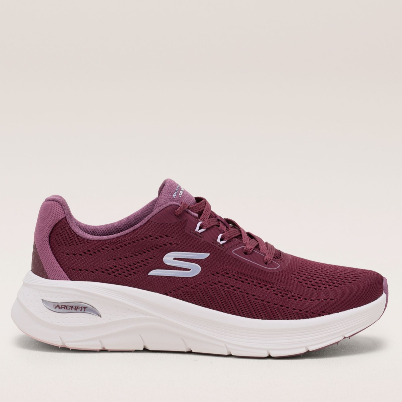 Skechers Women's Arch Fit 3.0 - Easy Flow Sneaker in Burgundy, Size 8 | Textile/Synthetic, Vegan, Machine Washable