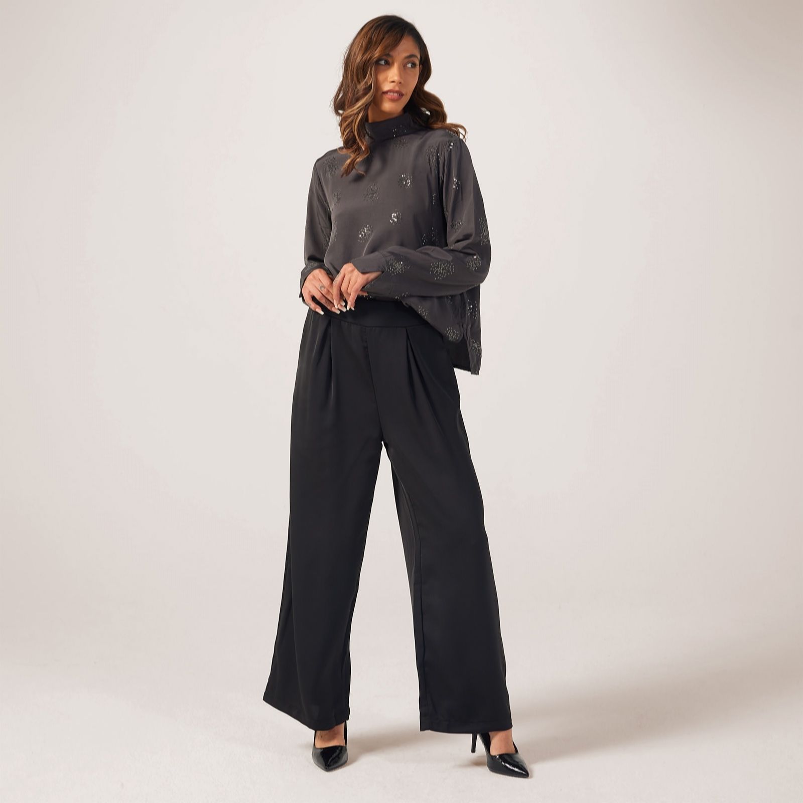 Izabel London Pintuck Wide leg Trousers