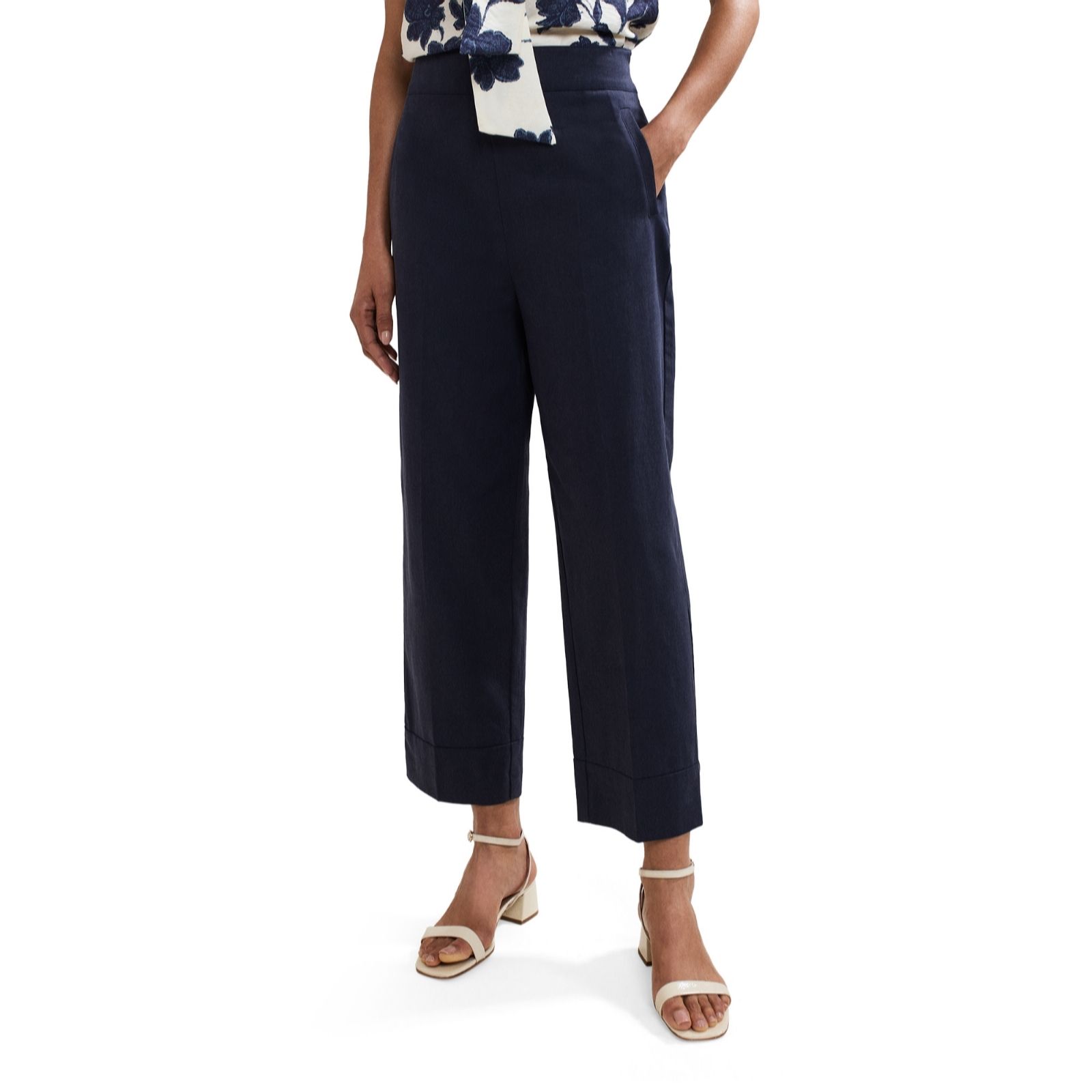 Phase Eight Ellwood Navy Viscose Trouser with Pockets women's