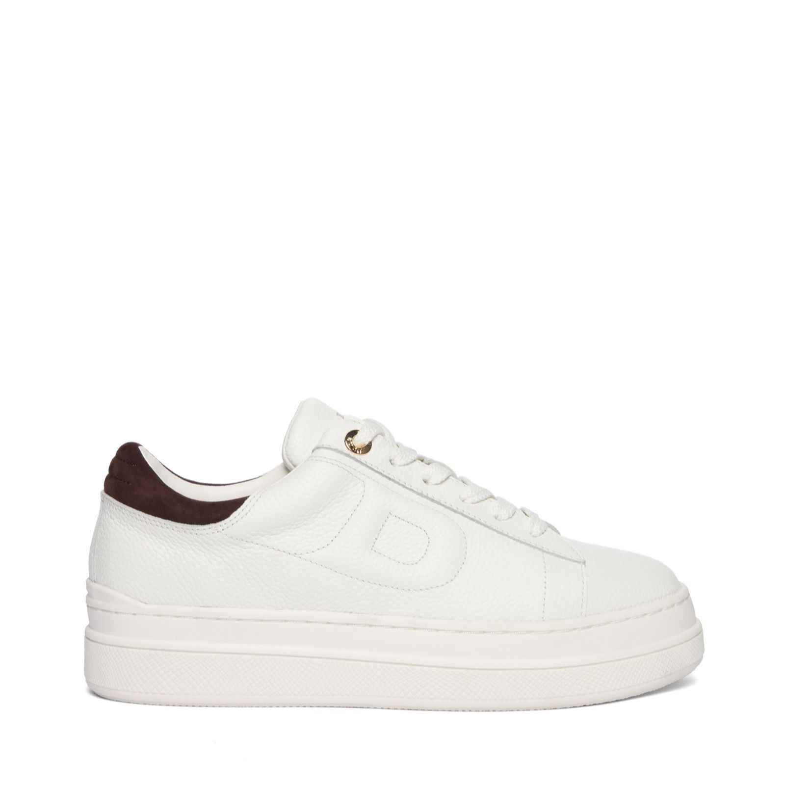 Dune Dark Tan London Eden Flatform Lace-Up Trainer