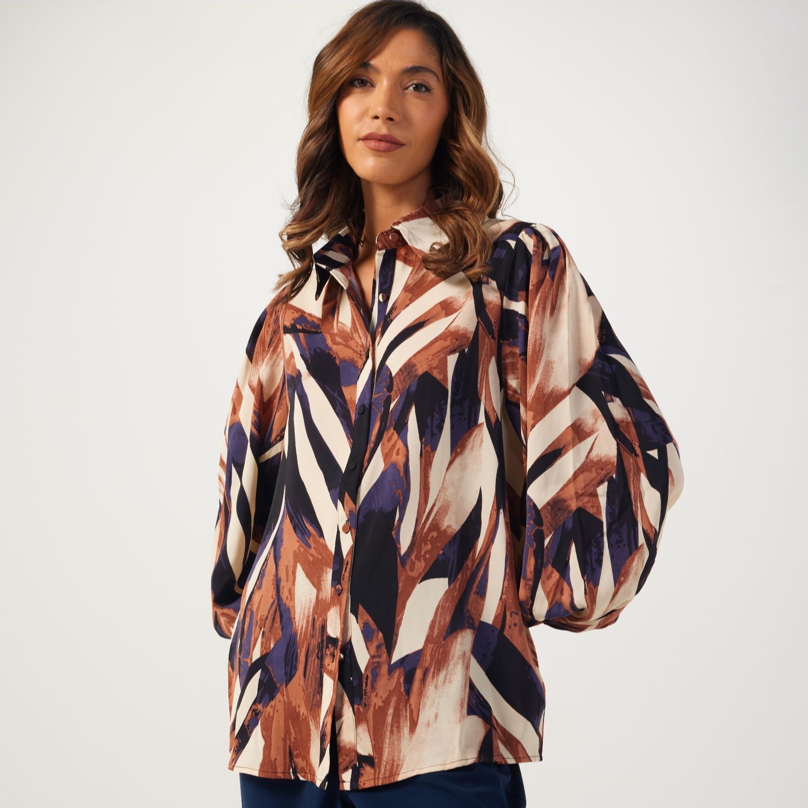 Izabel London Balloon Sleeve Printed Shirt
