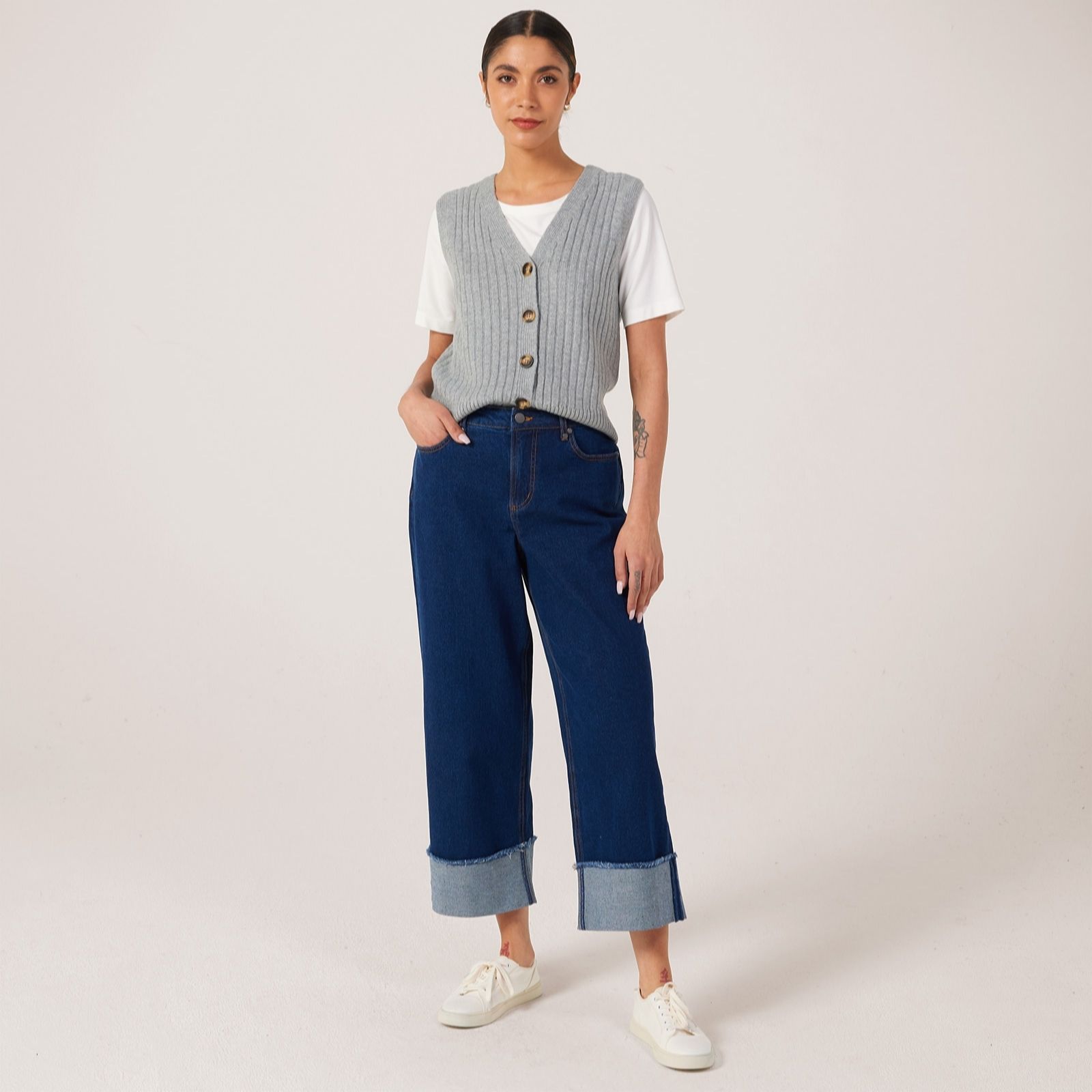 Ben de Lisi Straight Leg Jean With Turn Up Cuff Petite