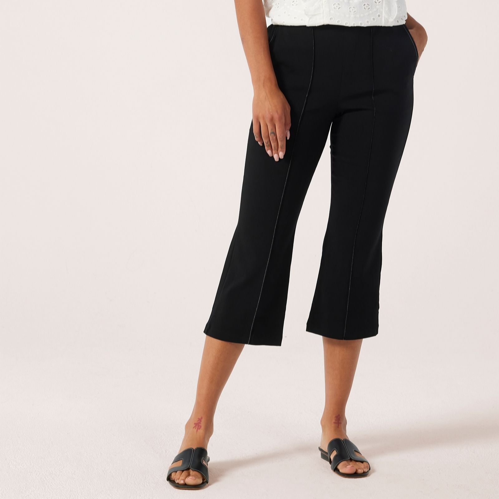 Nina Leonard Cropped Millenium Trousers With Contrast Stitching