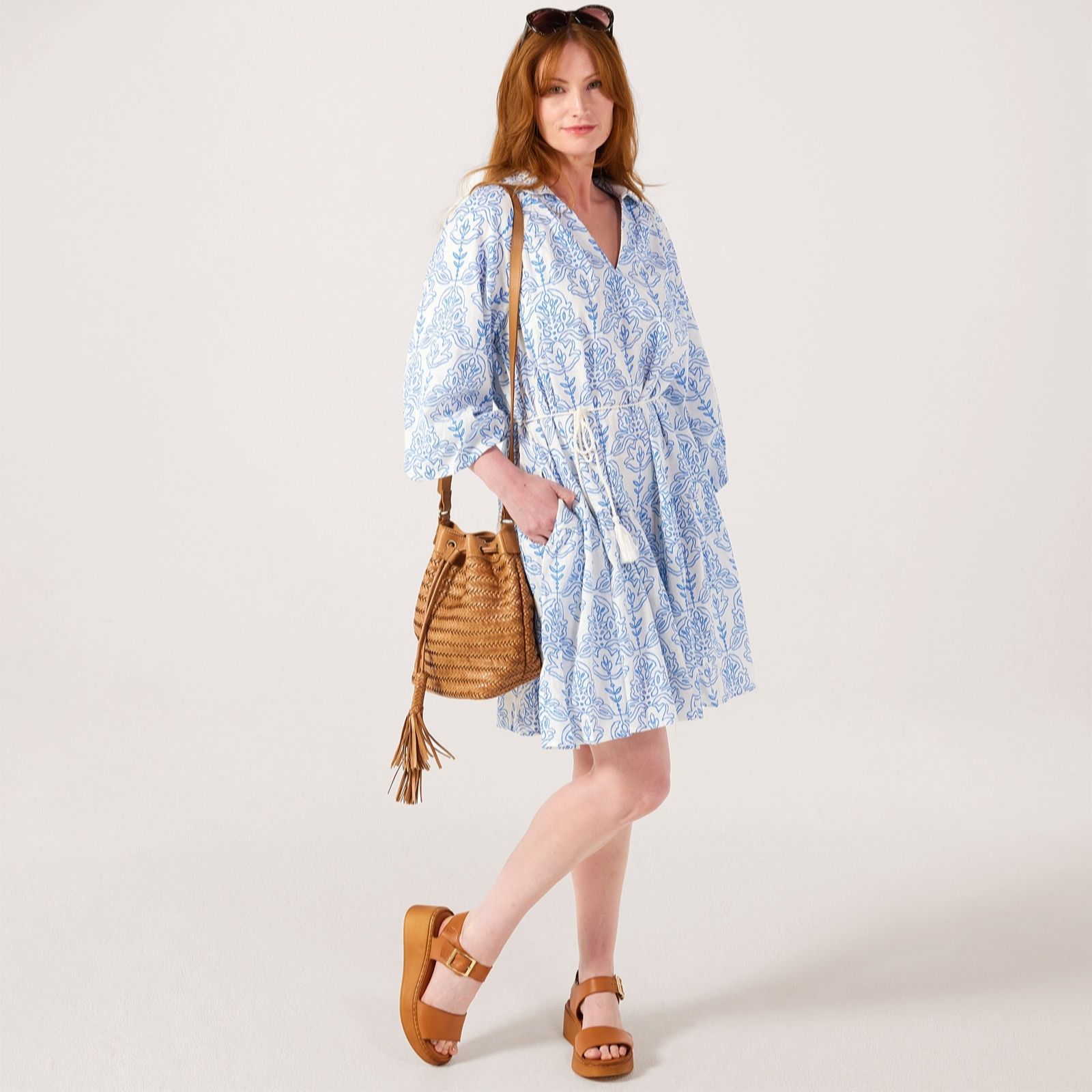 YAS Cinni Embroidered Puff Sleeve Dress women's