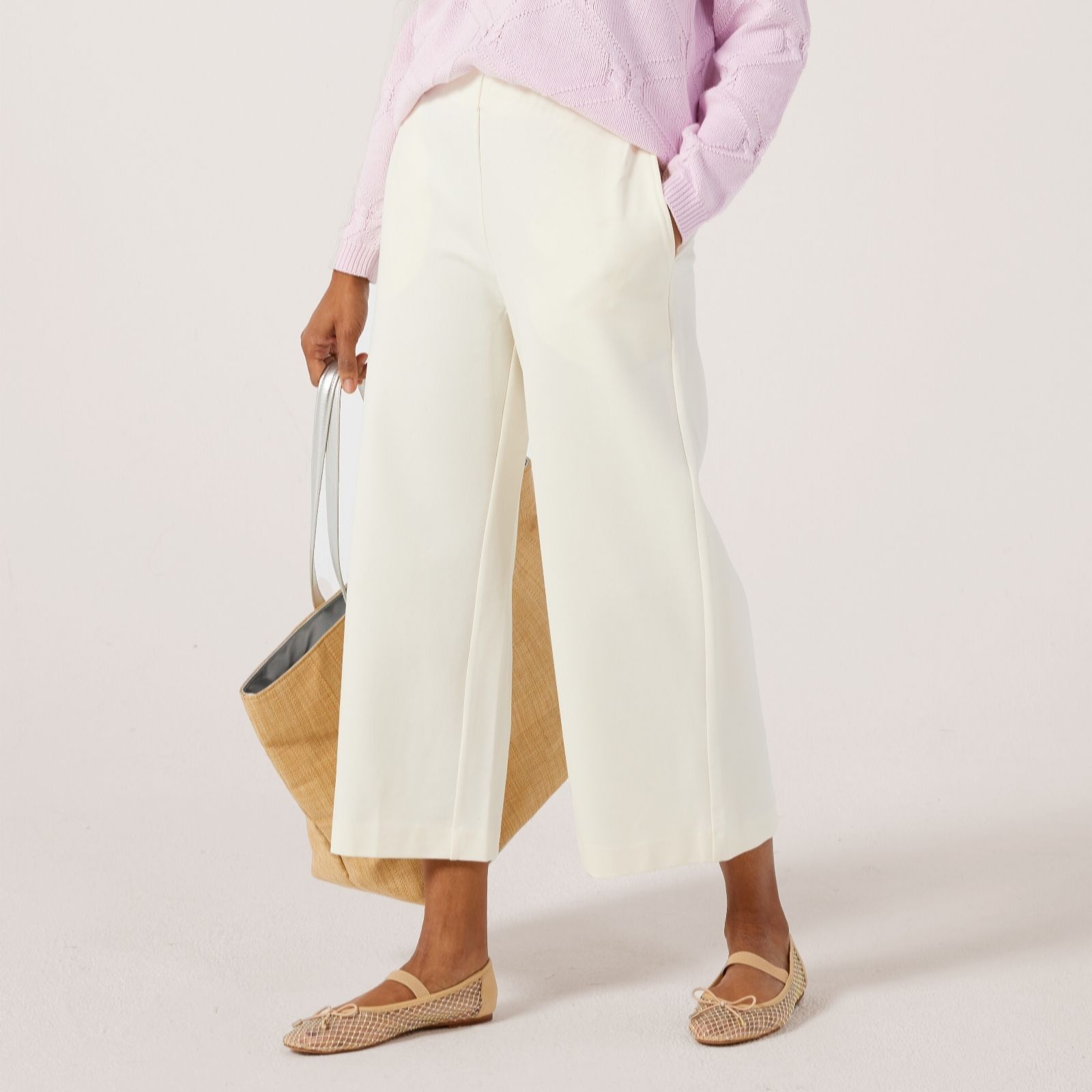 Masai Copenhagen Black Piri Ponto Di Roma Wide Leg Cropped Stretch Trouser