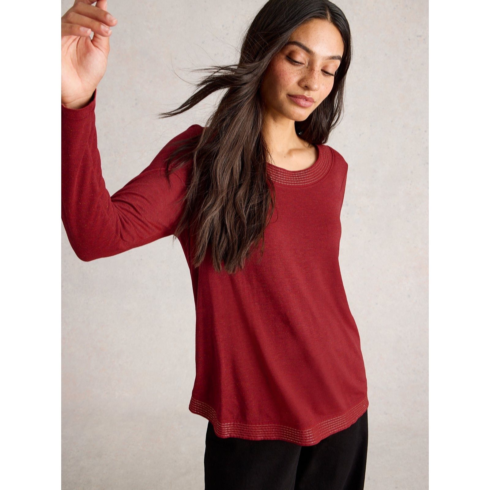 White Stuff Weaver Long Sleeve Sparkle Tee women's