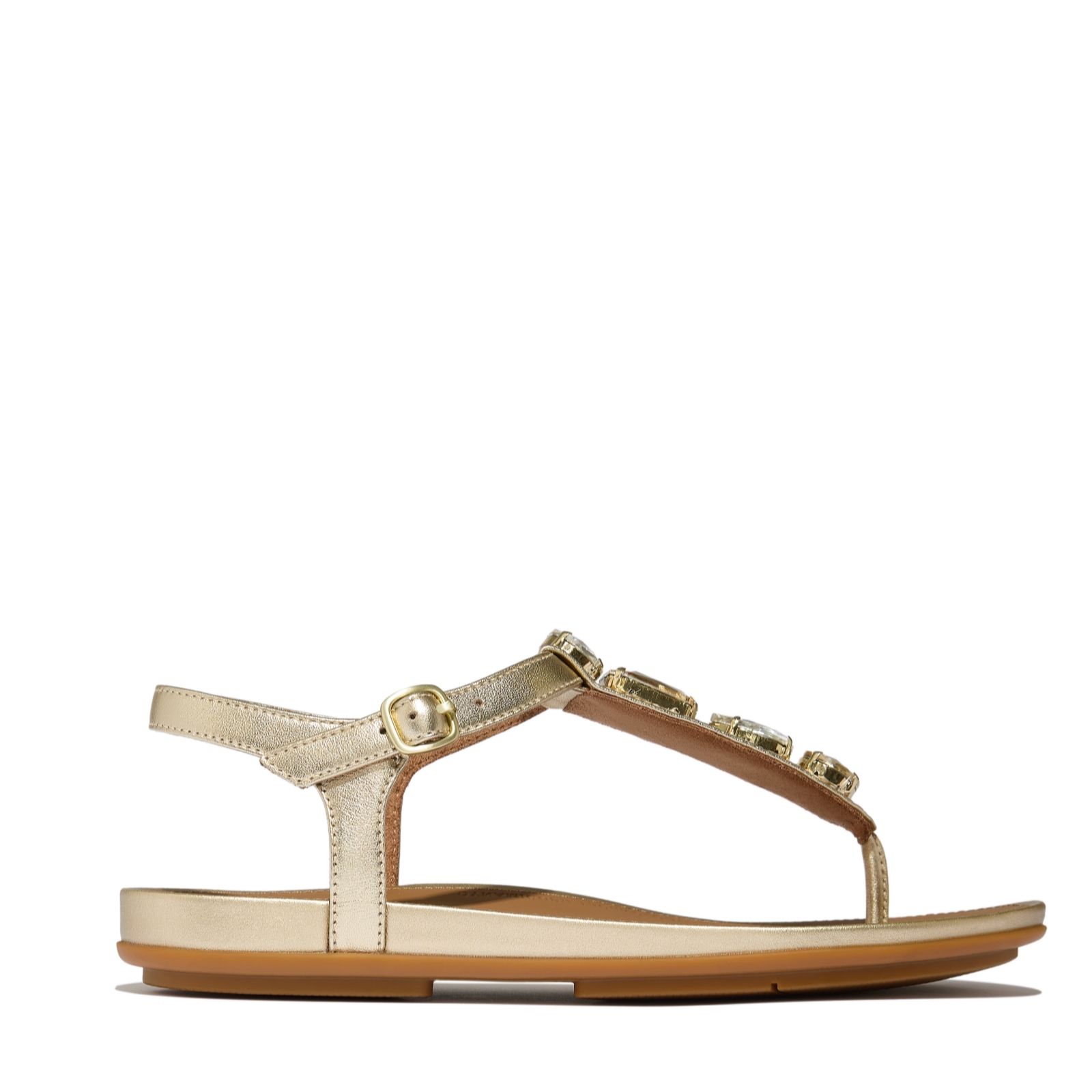 Fitflop Platino Gracie Ultra- Jewel Leather T-Bar Sandals