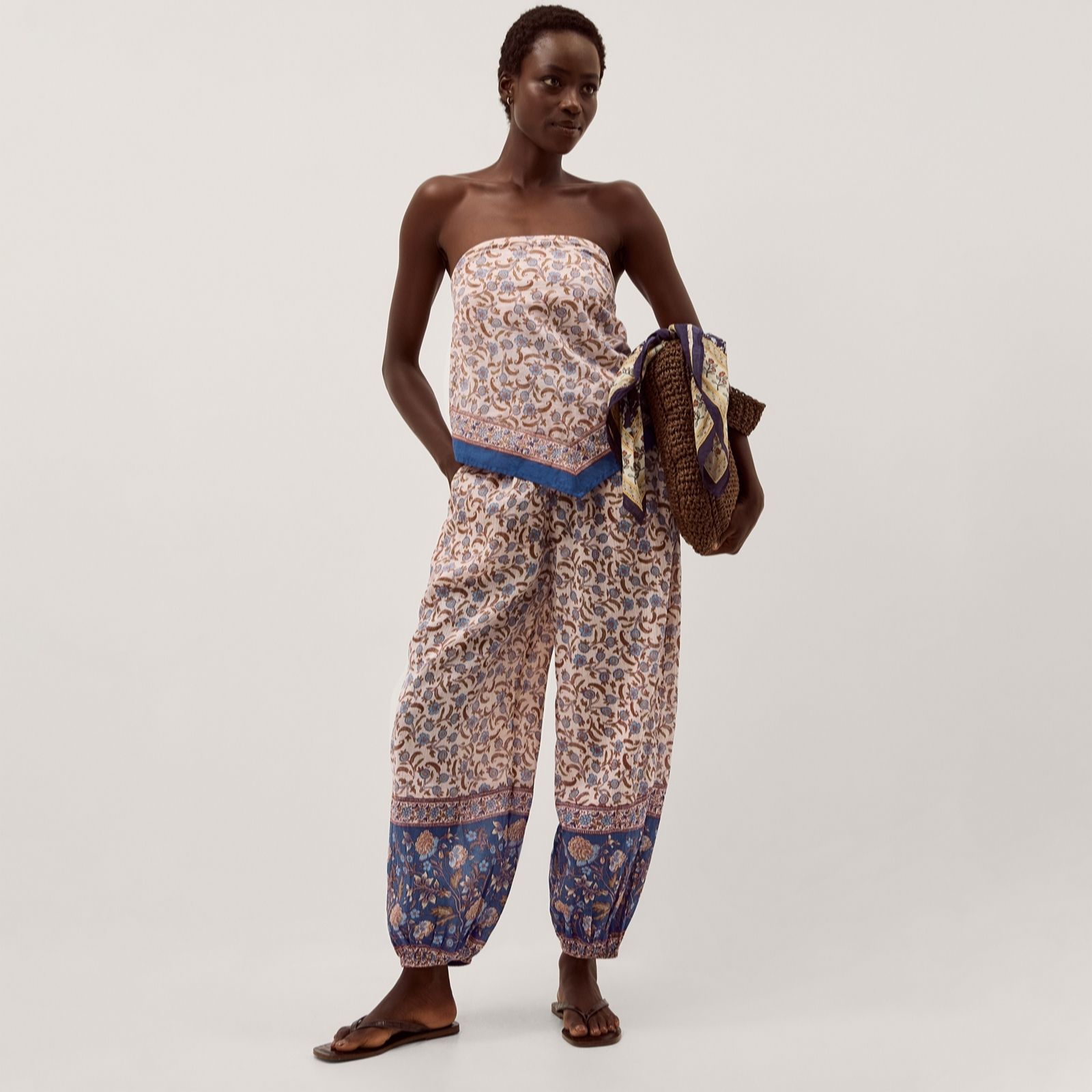 Monsoon Women's Blue Multi Beach Ari Trousers
