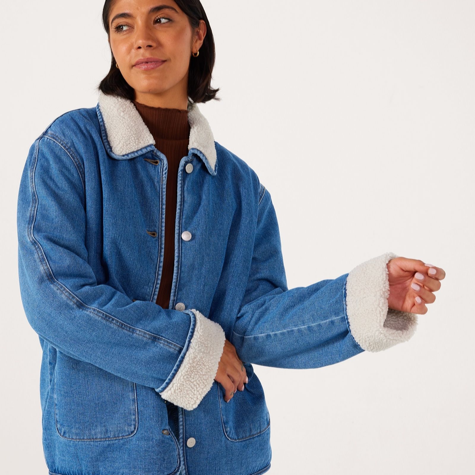 Only Allison Teddy Lined Denim Coat women's