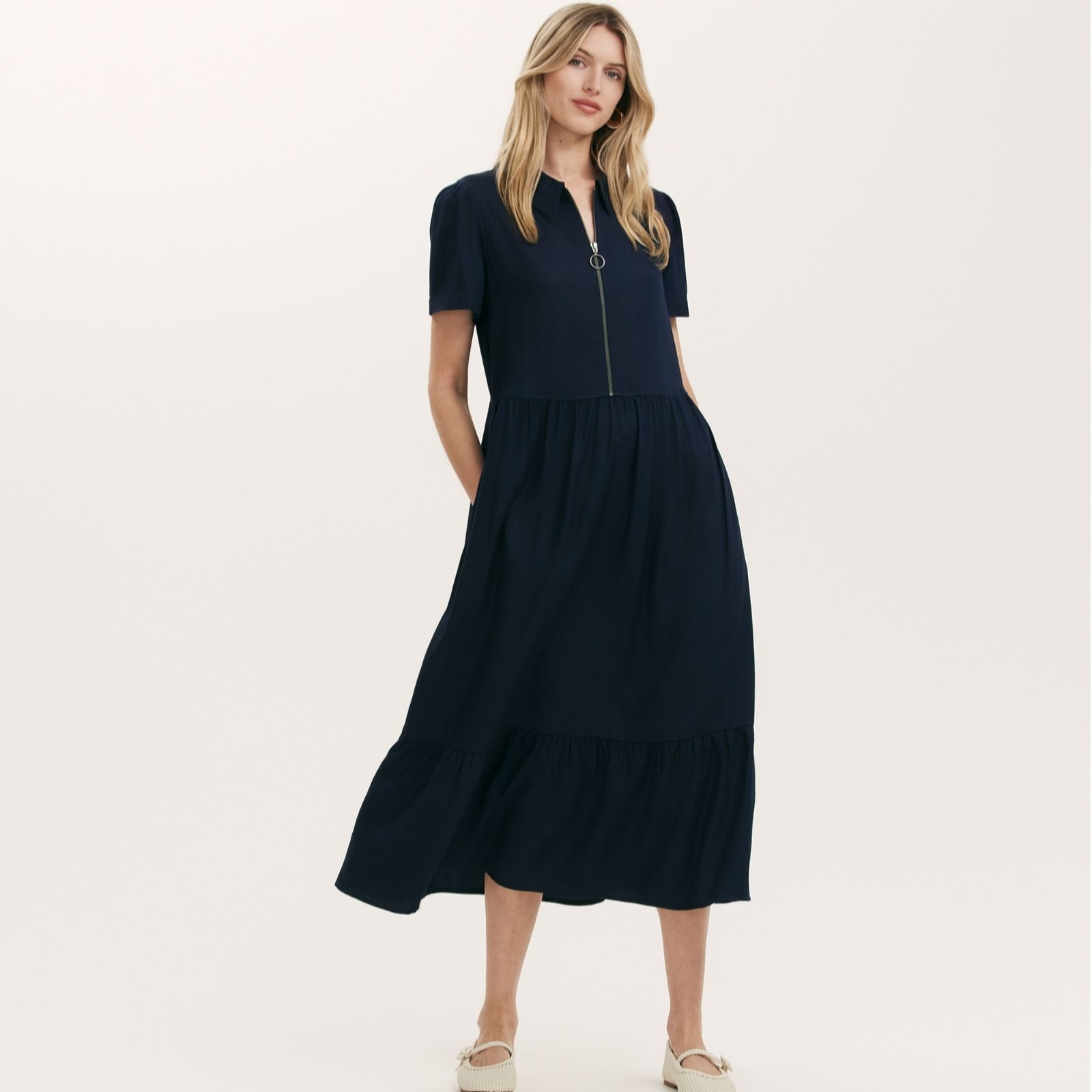 Finery London Orion Vicose Twill Dress with Zip Front Collar women's