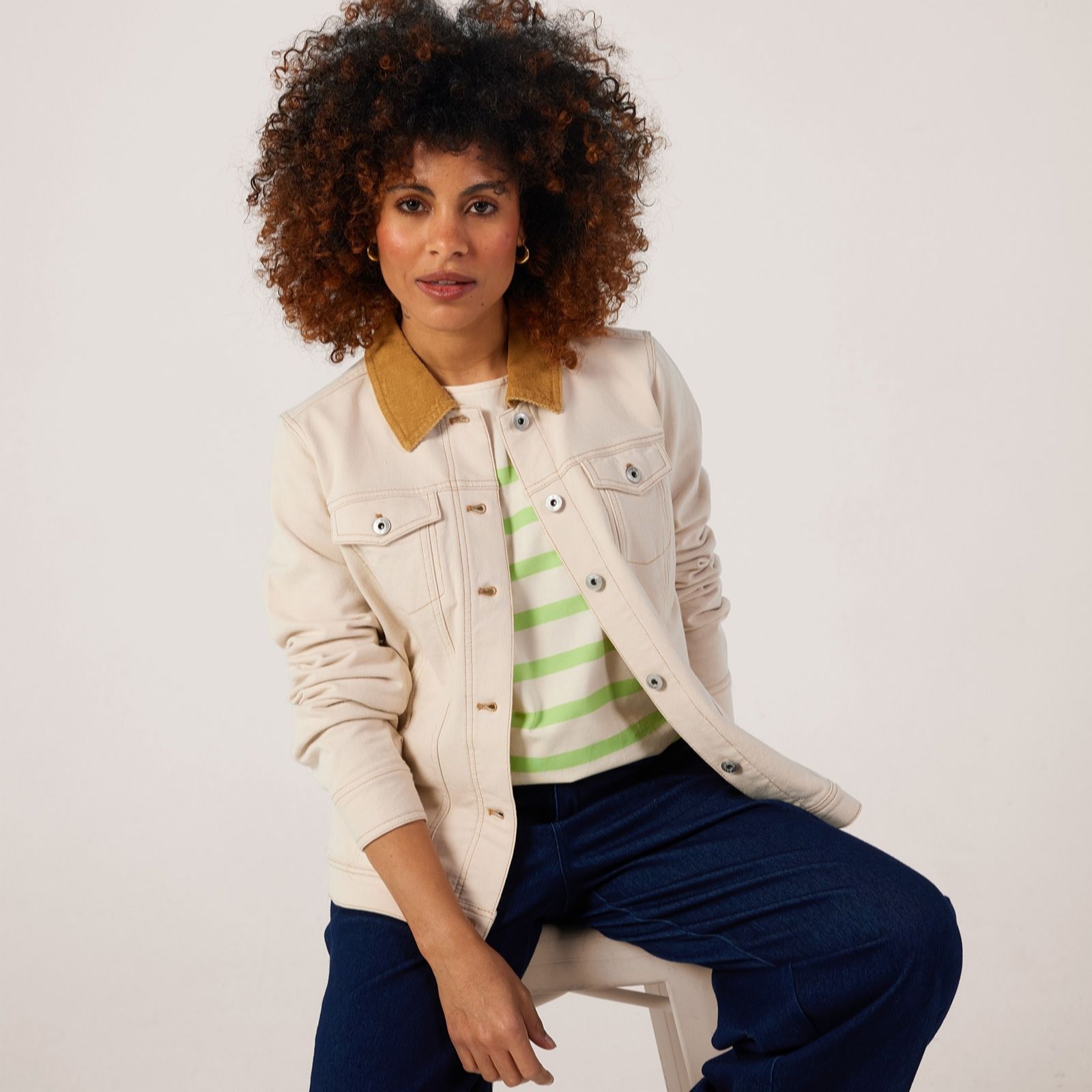 Denim & Co. Indigo Limited Edition Corduroy Collar Jacket
