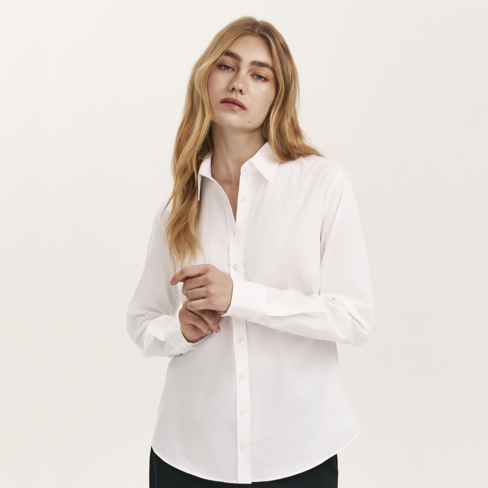 Finery White London Molly Cotton Stretch Shirt