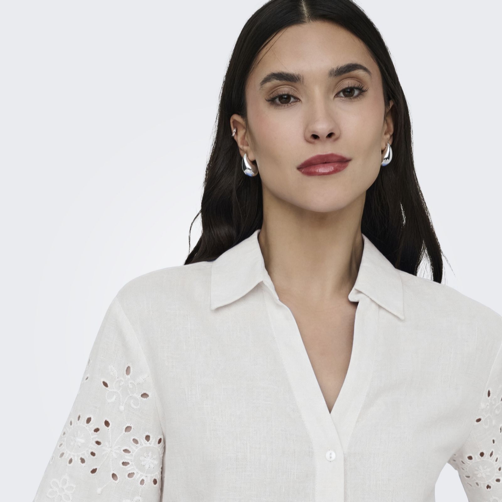 Jdy Blue Marina Embroidered Detail Shirt