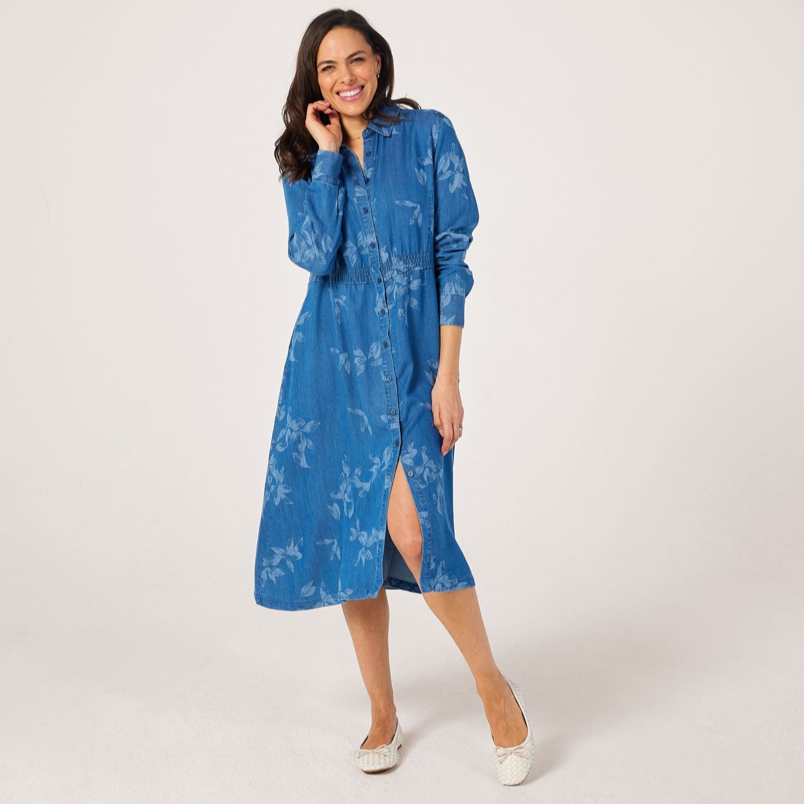 Masai Copenhagen Blue Denim Norvinu Printed Soft Touch Denim Dress