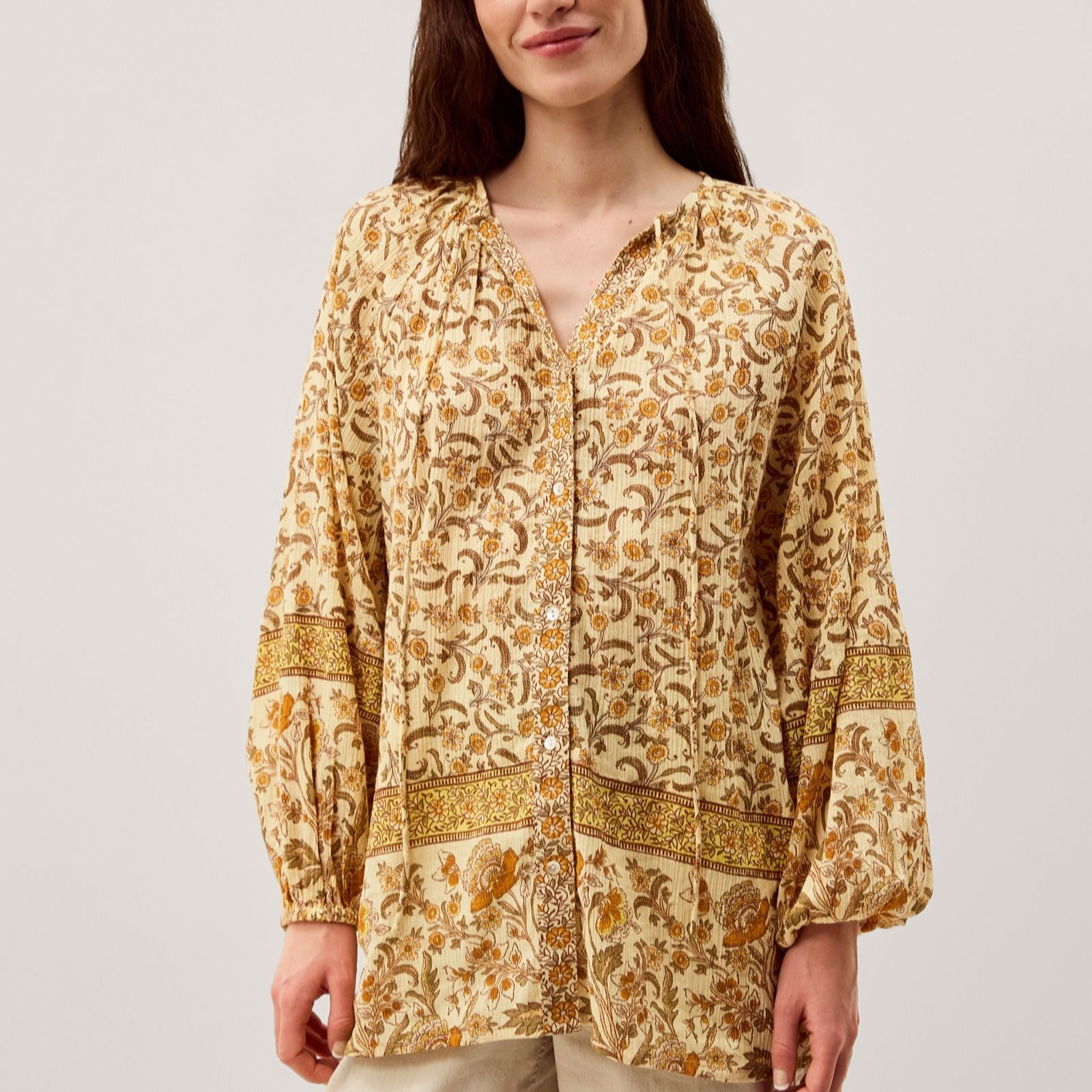 Monsoon Mustard Beach Ari Print Blouse