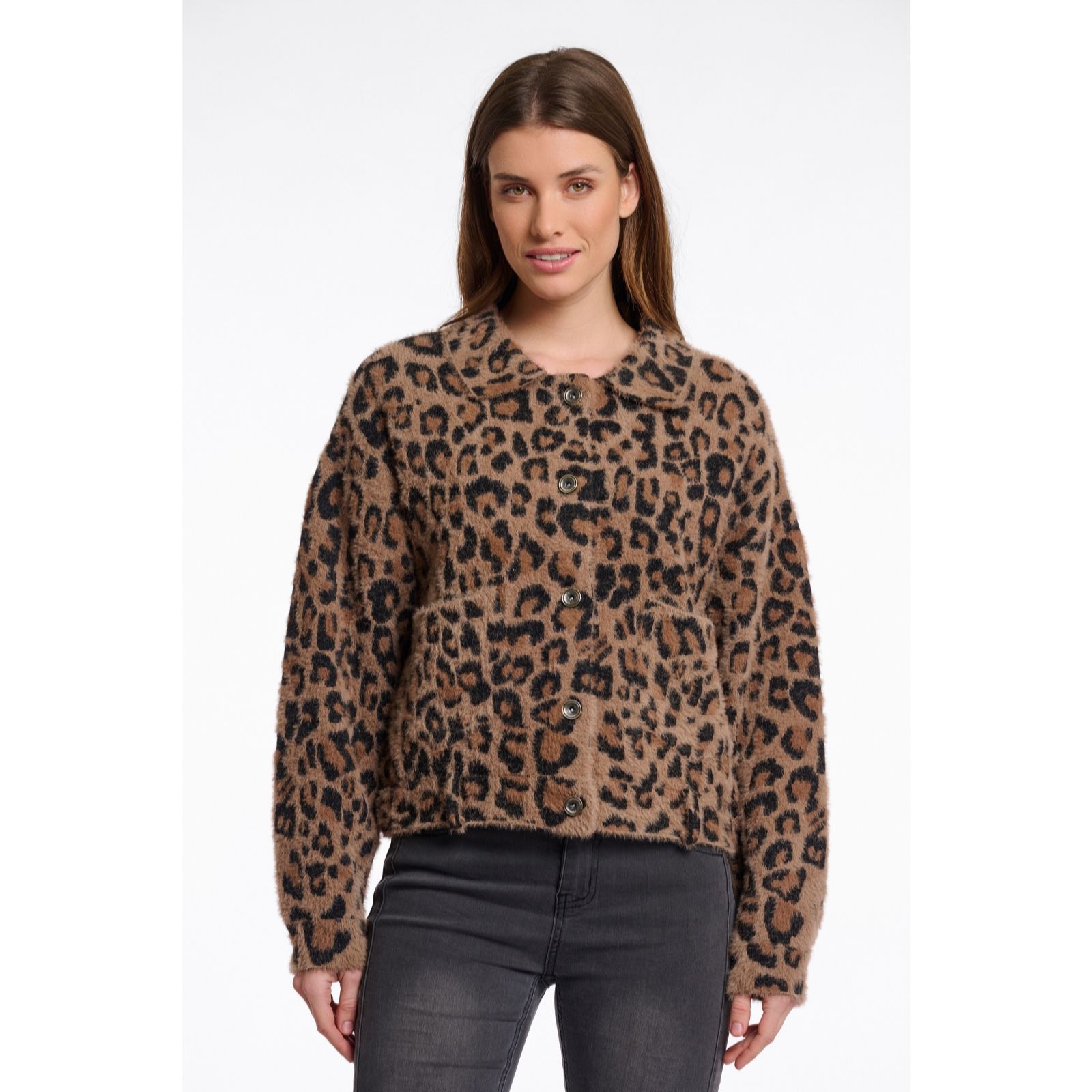 Rino & Pelle Leopard Bubbly Animal Print Boxy Jacket