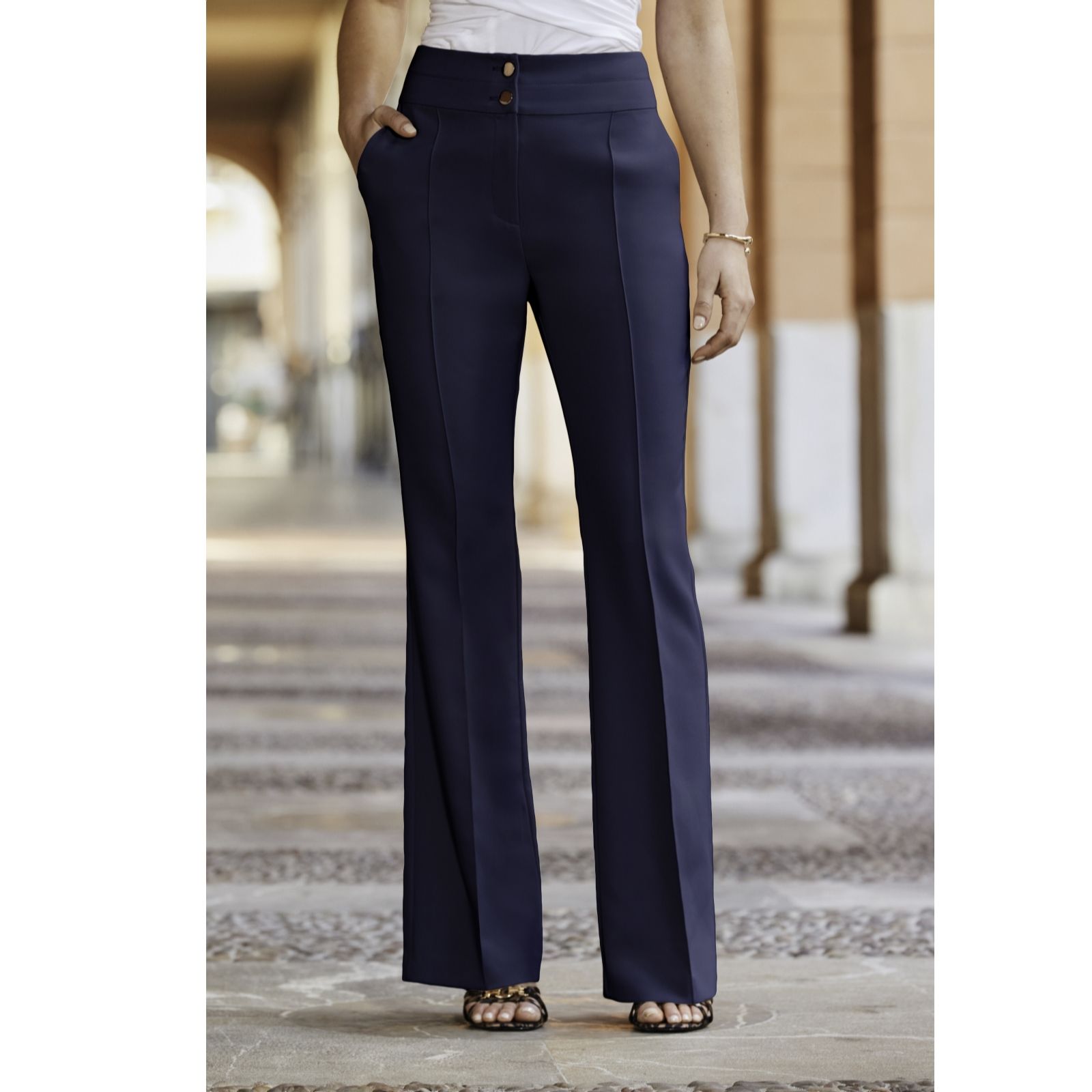 Sosandar Women's Navy Contour Waist Trousers