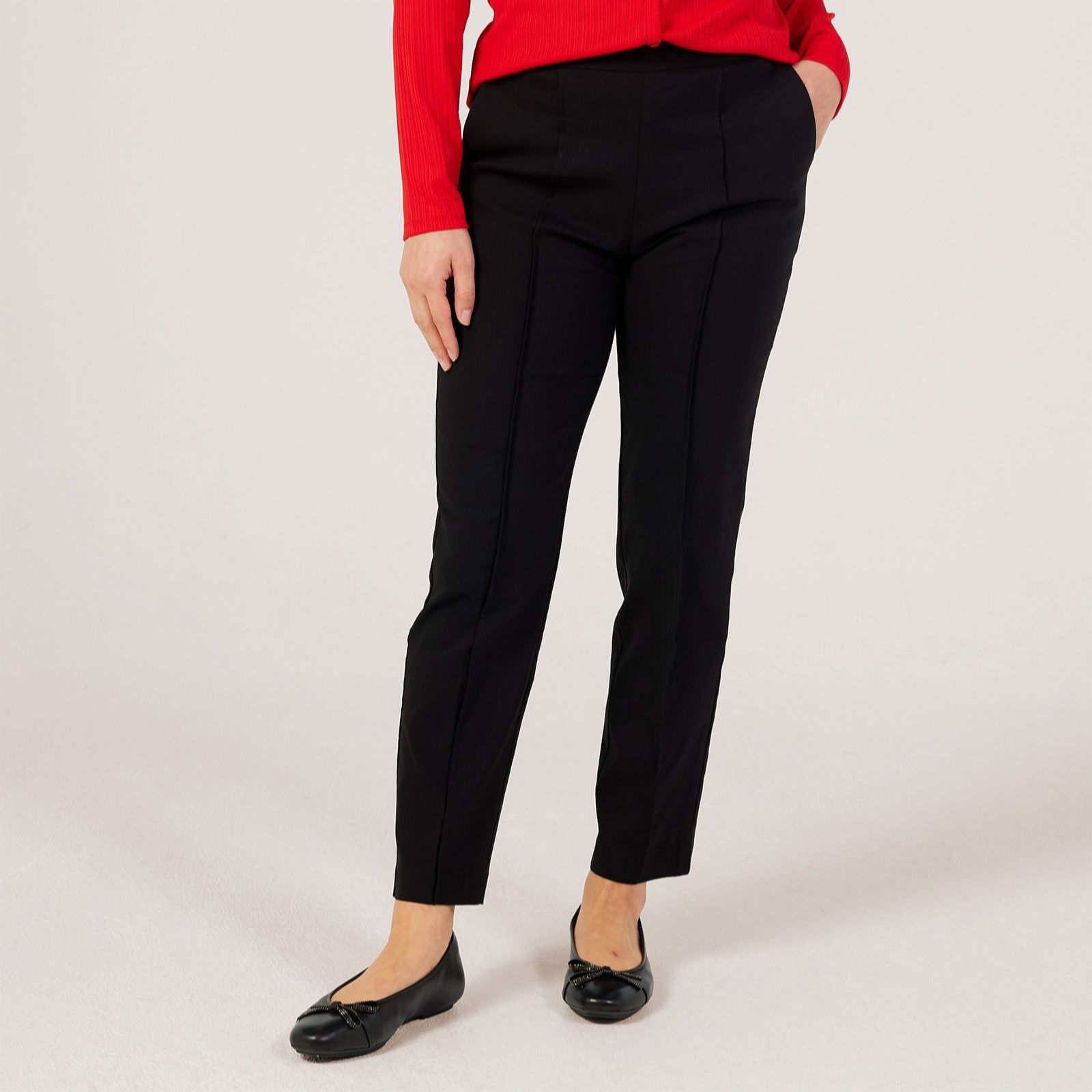 Marlawynne Black Collection Pin Tuck Flatterfit Ankle Trousers