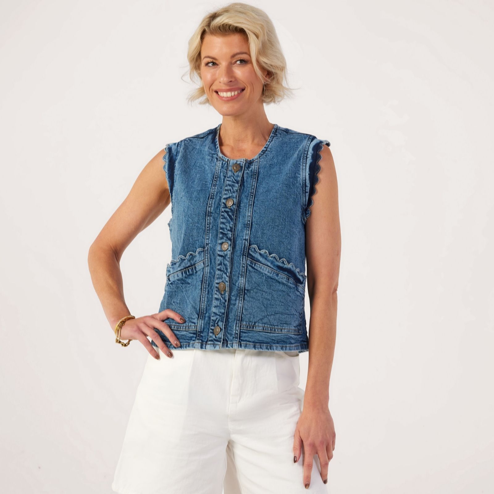 Compania Fantastica Women's Blue Denim Vest