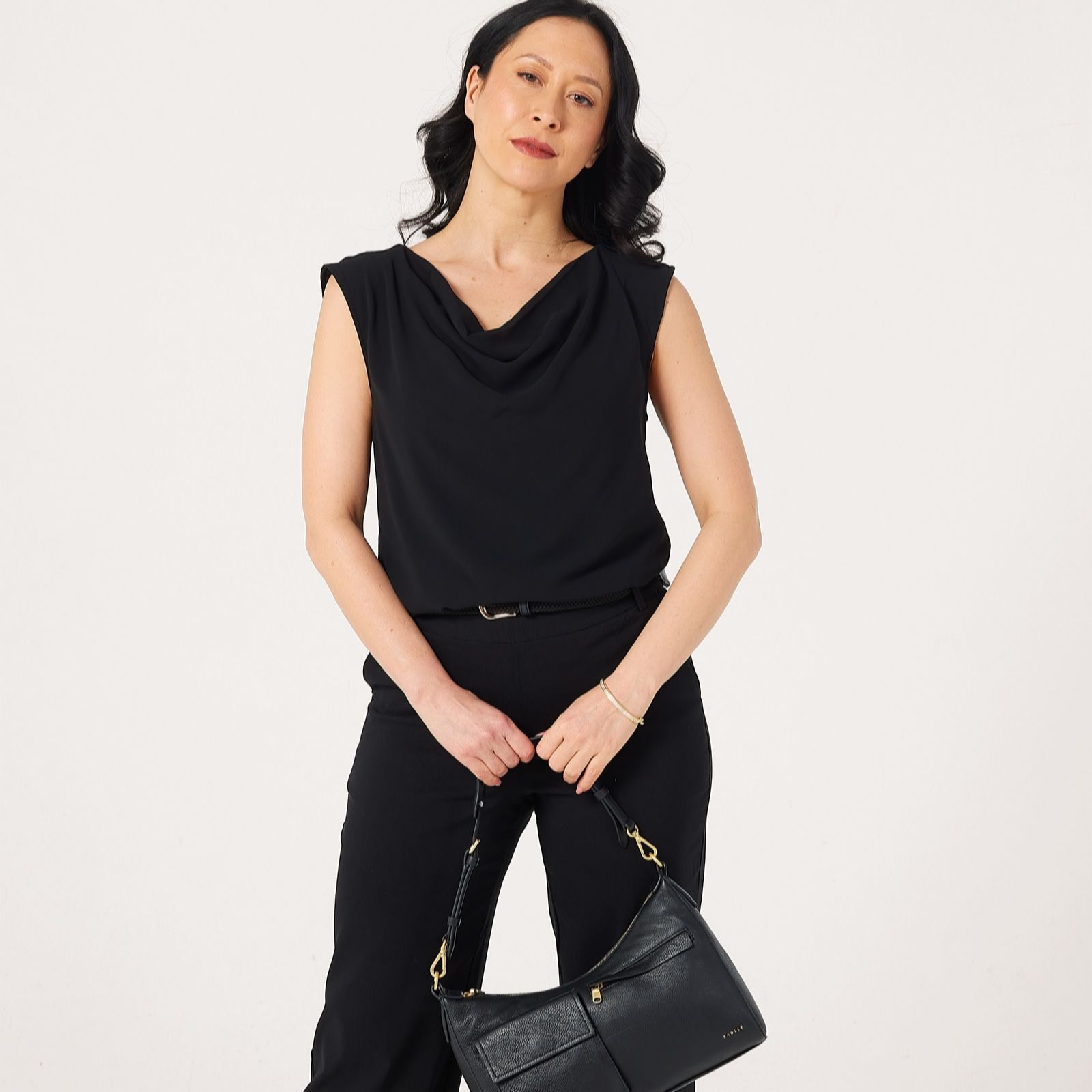 Marlawynne Black Collection Chiffon Cowl Neck Top
