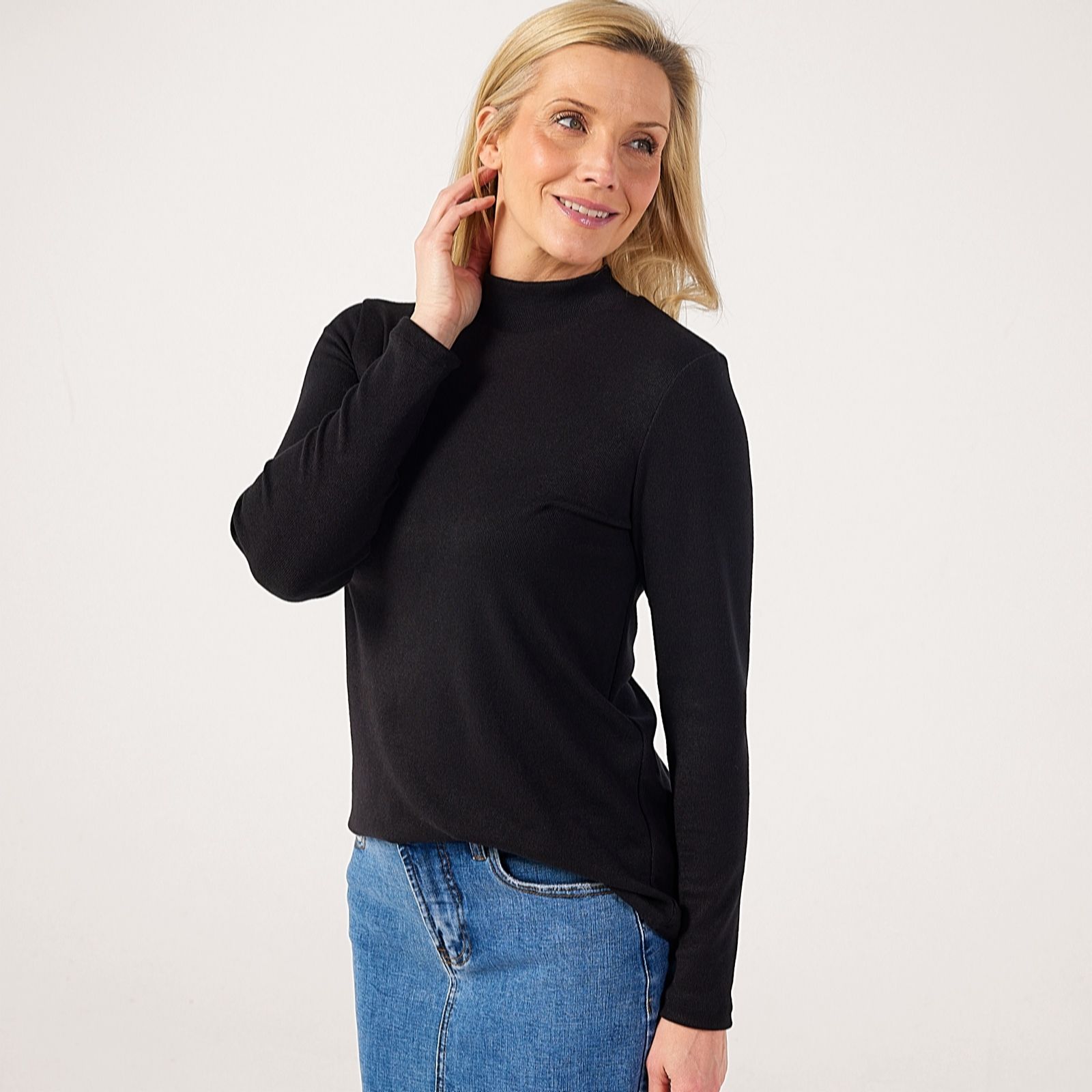 Kim & Co Black Divine Knit Mock Neck Long Sleeve Jumper